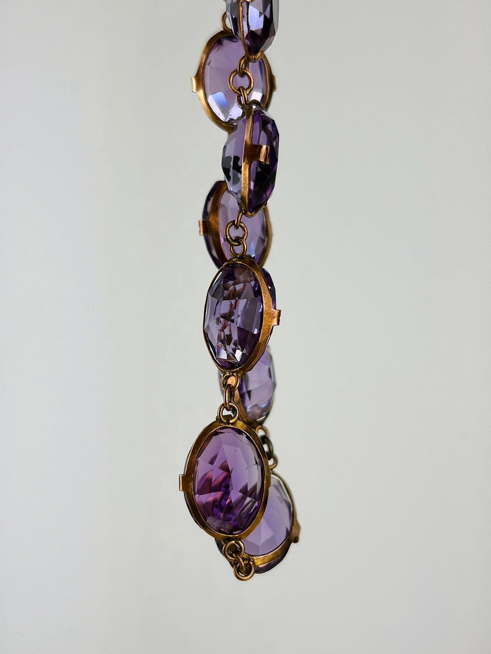 Chunky Victorian Amethyst and 9ct Gold Bracelet with safety chain - 2