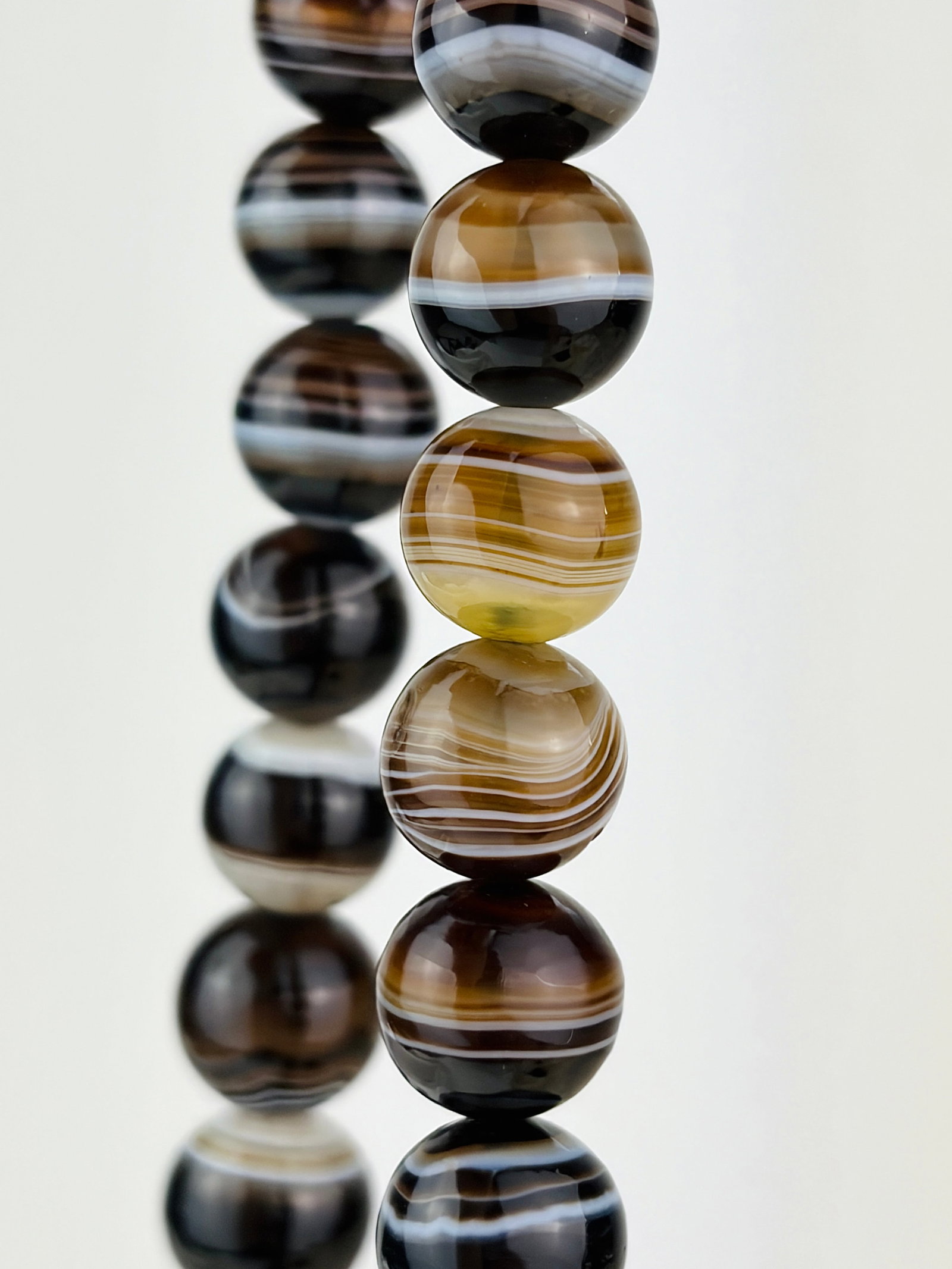 antique heavy banded agate bead necklace - 2