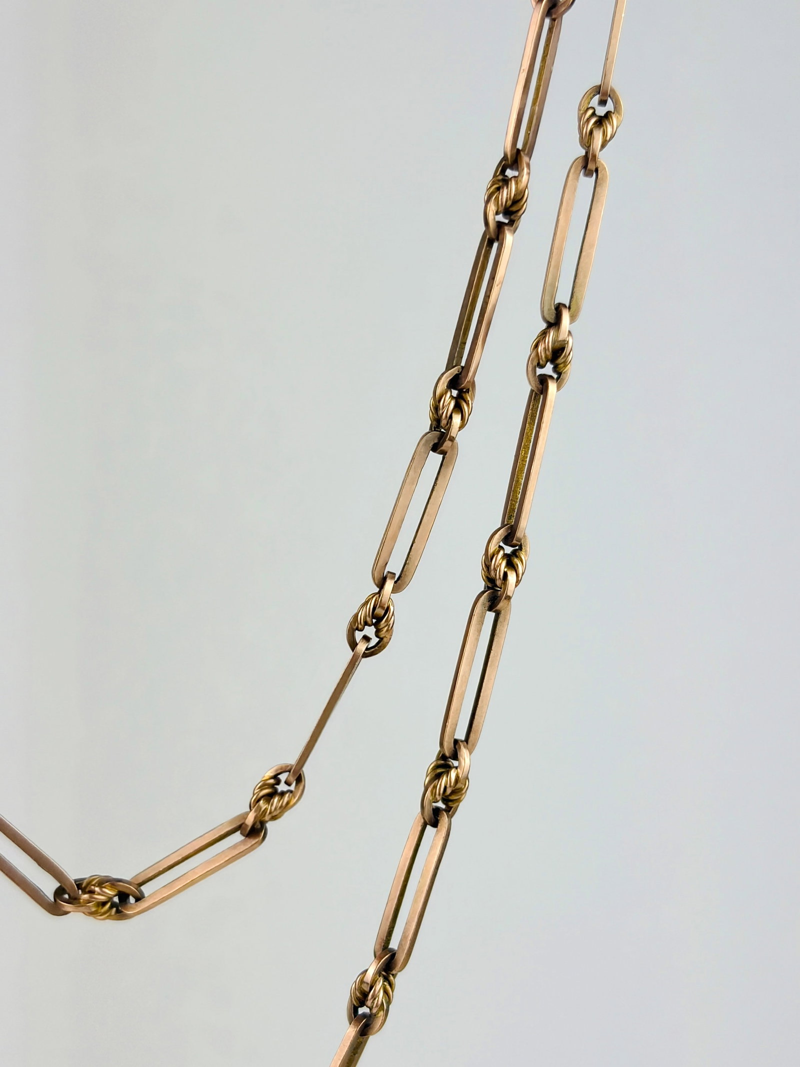 Antique 9ct Gold Trombone and Knot Link Necklace - 3