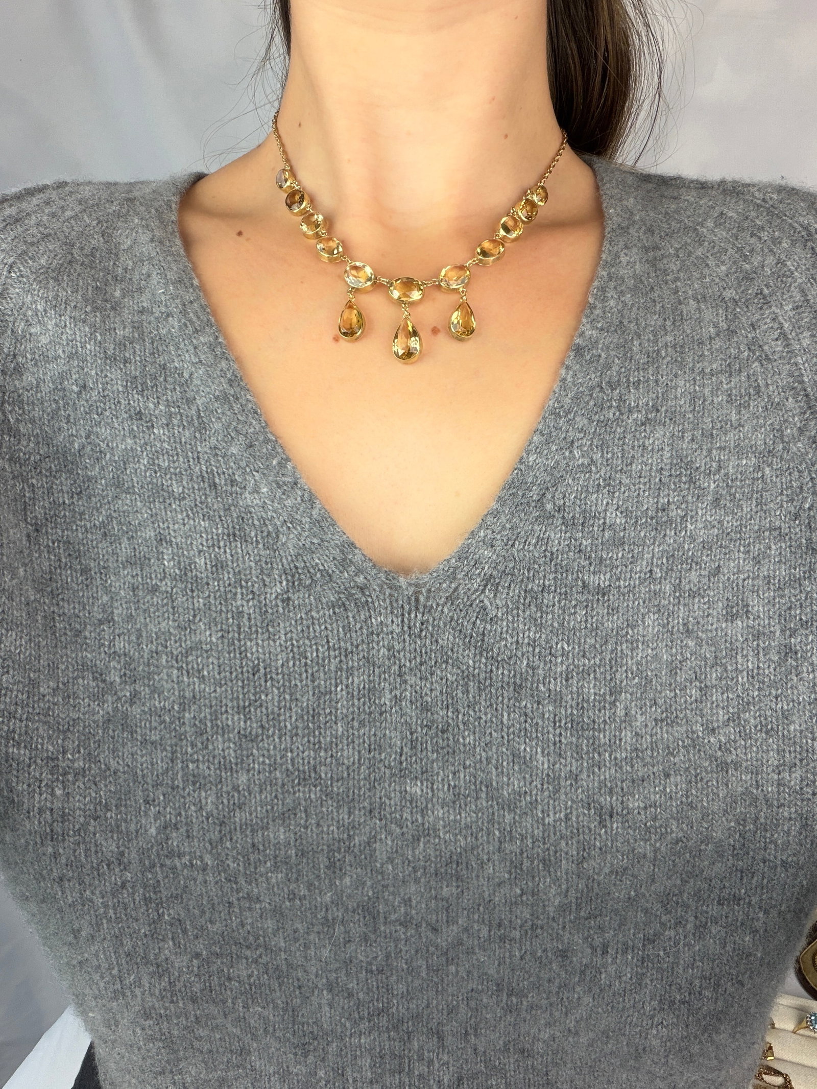 Art Deco Citrine 9ct Gold Rivière Necklace - 7
