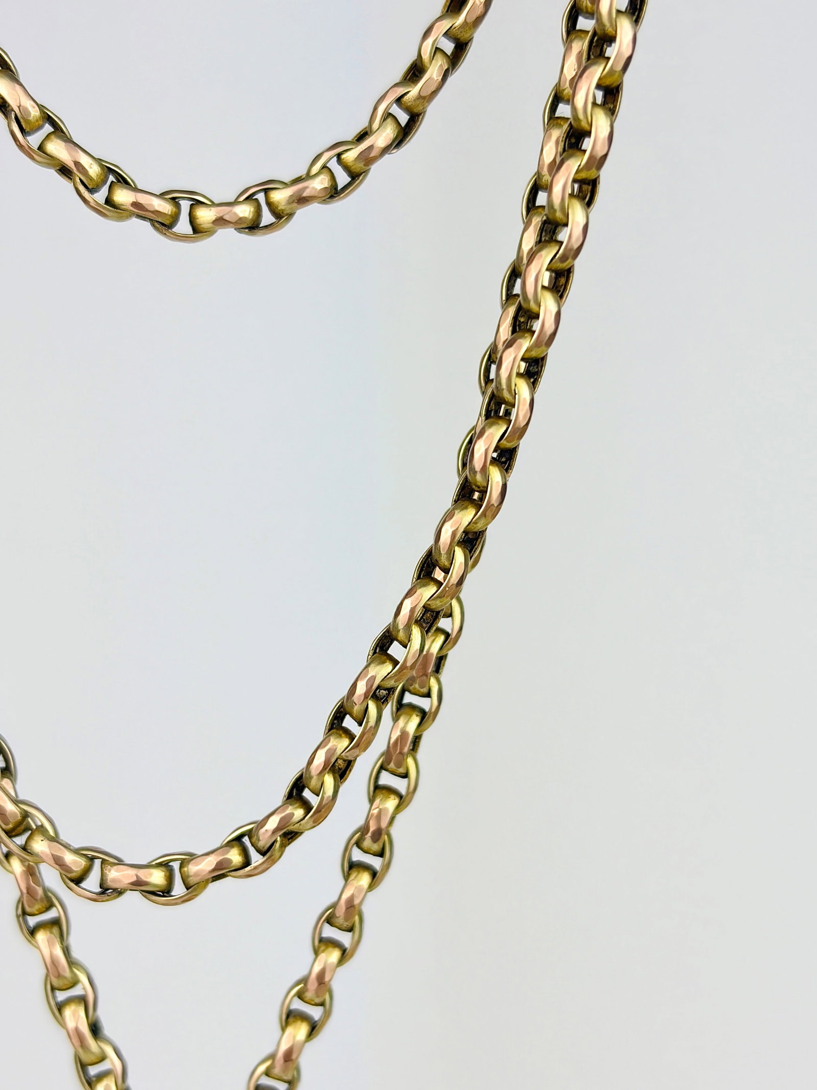 ANTIQUE 9CT GOLD LONGGUARD CHAIN NECKLACE WITH DOGCLIP - 2