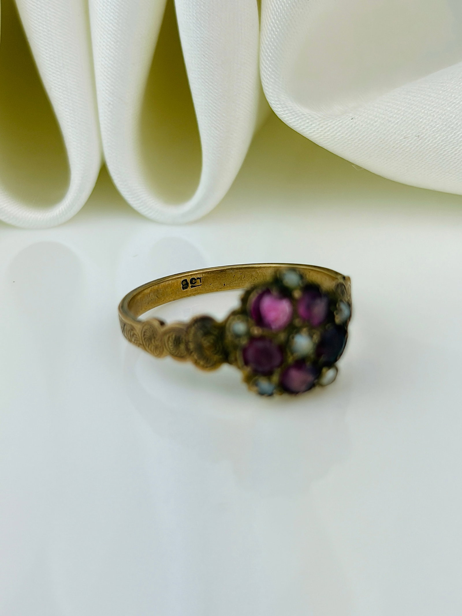 antique victorian era 9ct gold multi gemstone ring - 4