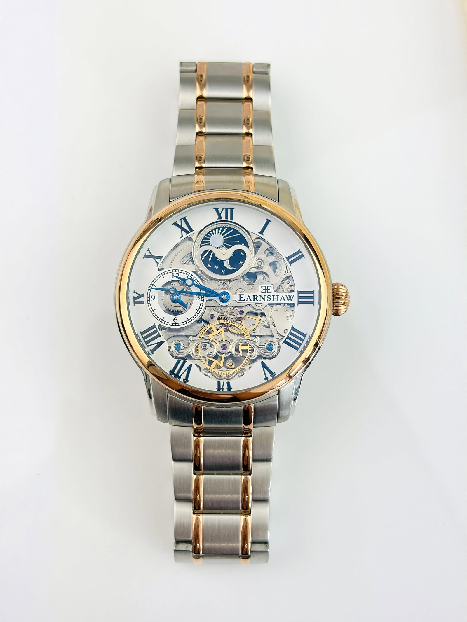 THOMAS EARNSHAW MENS DUAL TIME SKELETON WATCH WITH STAINLESS STEEL BRACELET - 2