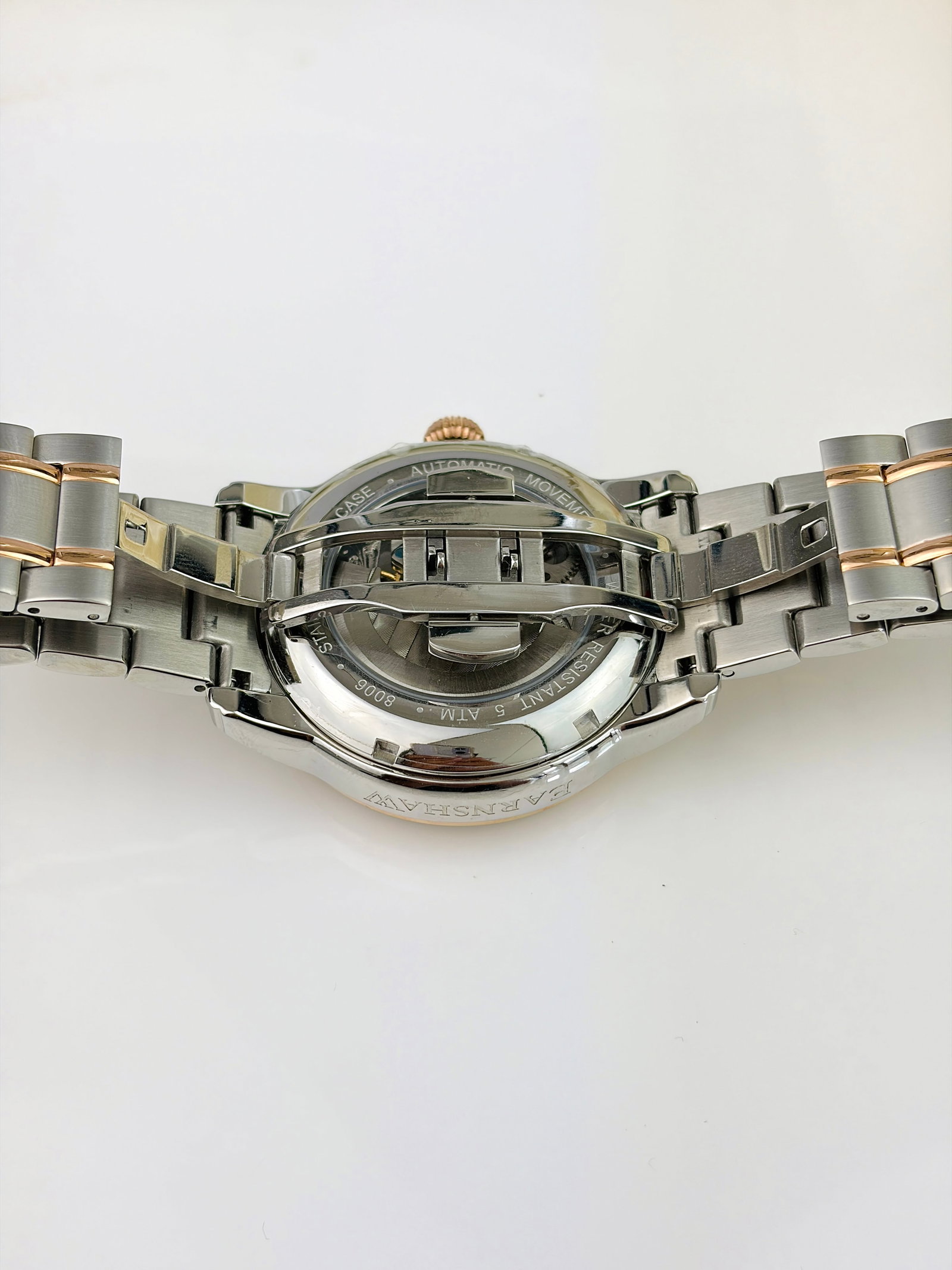 THOMAS EARNSHAW MENS DUAL TIME SKELETON WATCH WITH STAINLESS STEEL BRACELET - 8