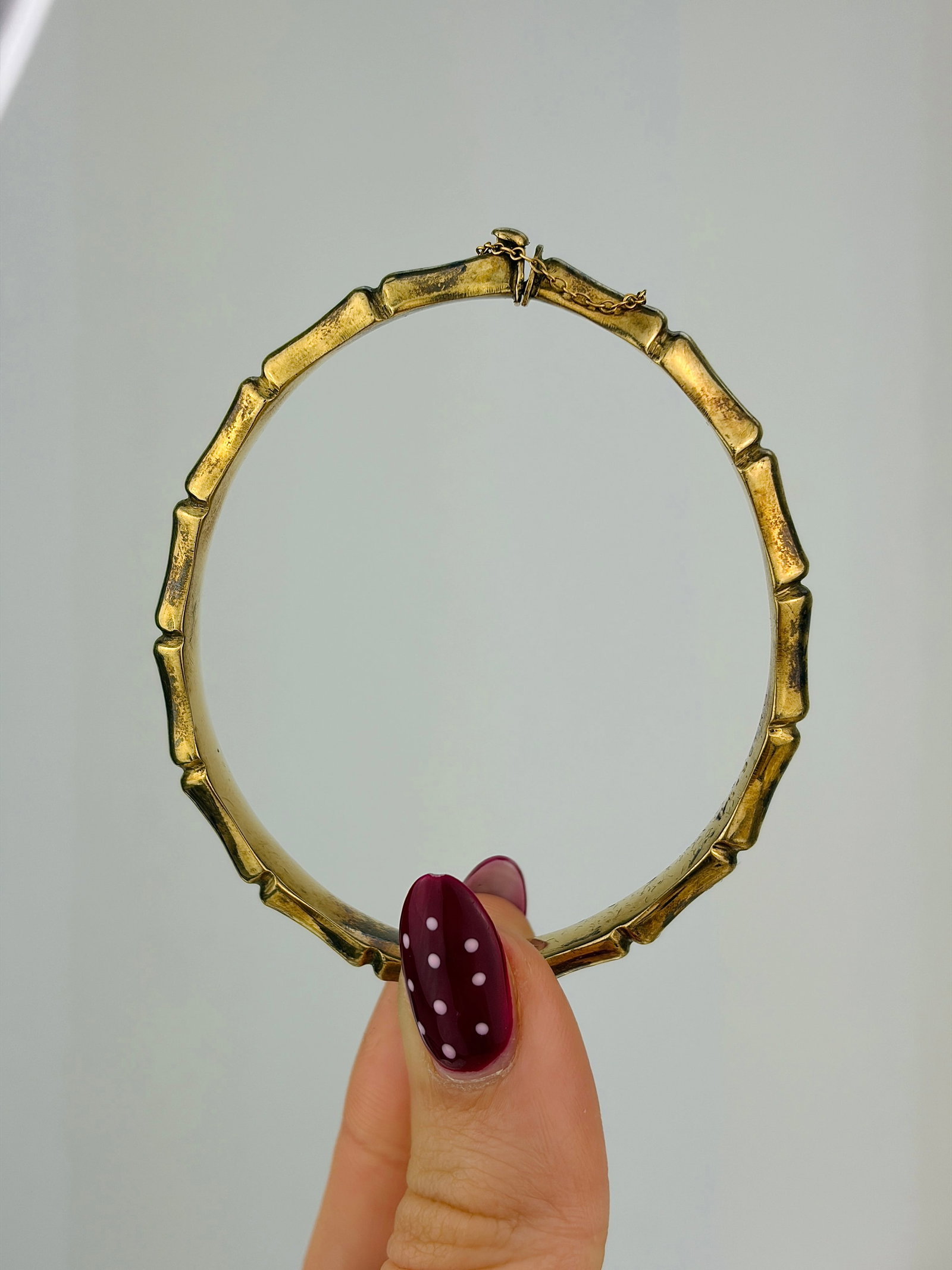 vintage 9ct rolled gold bamboo bangle bracelet - 2