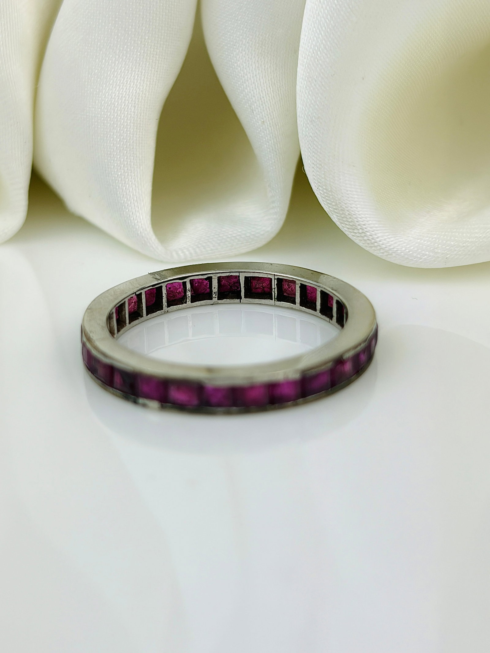 Vintage Ruby and Platinum Eternity Band - 2