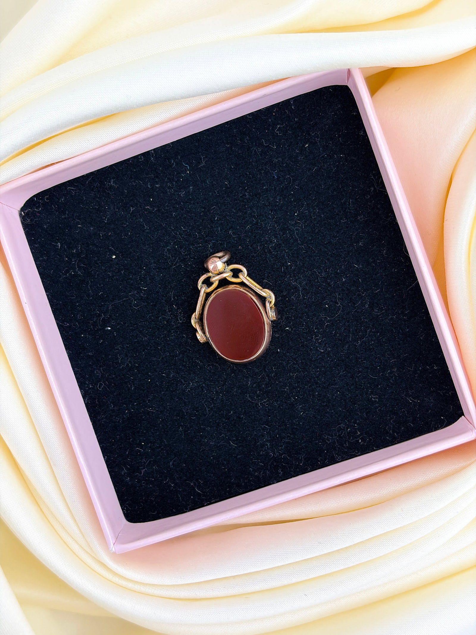 Antique 9ct Gold Bloodstone and Carnelian Spinning Fob Pendant - 7