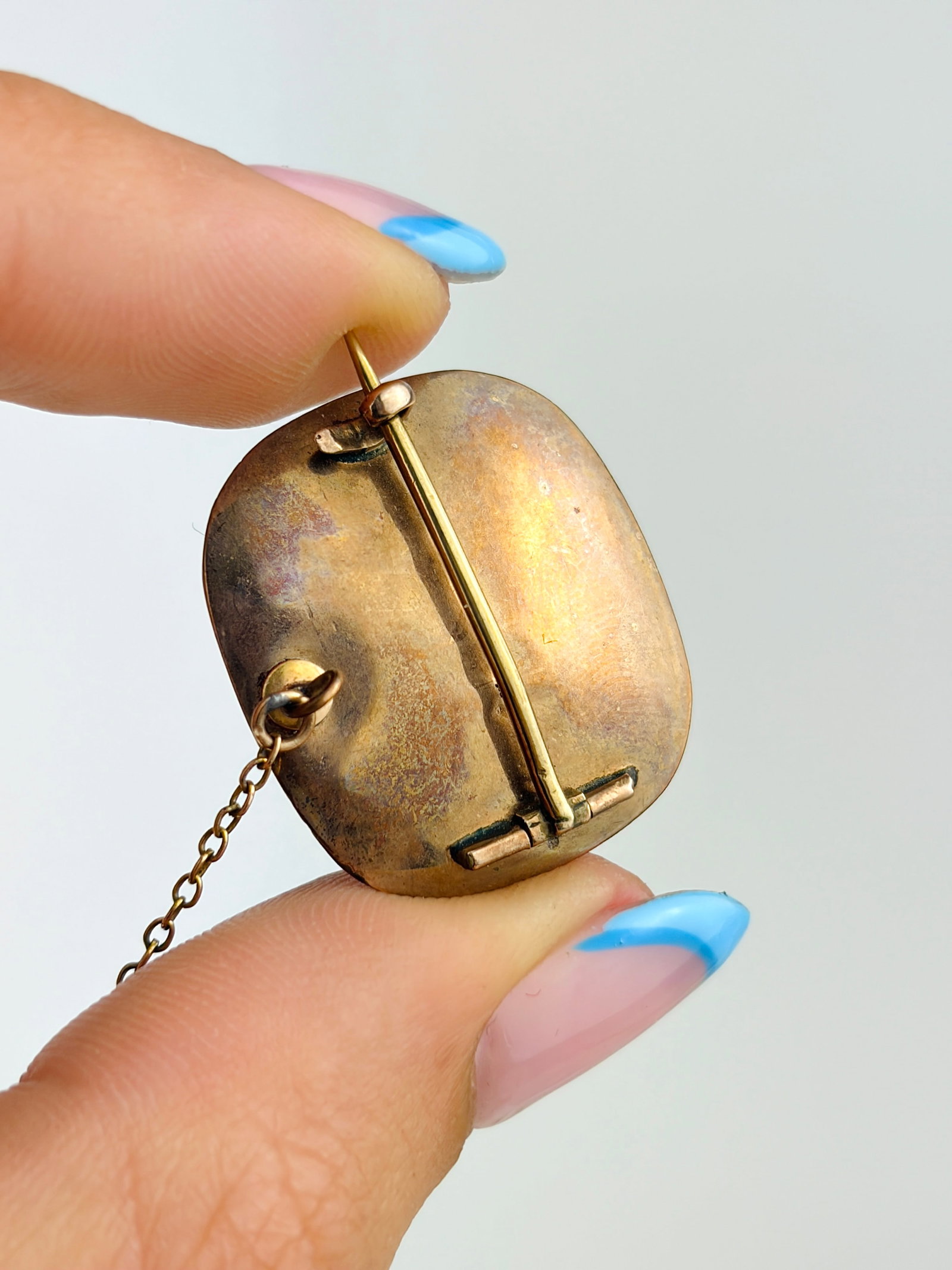 ANTIQUE C1830 FOILED STONE AND PEARL BROOCH IN GOLD - 3