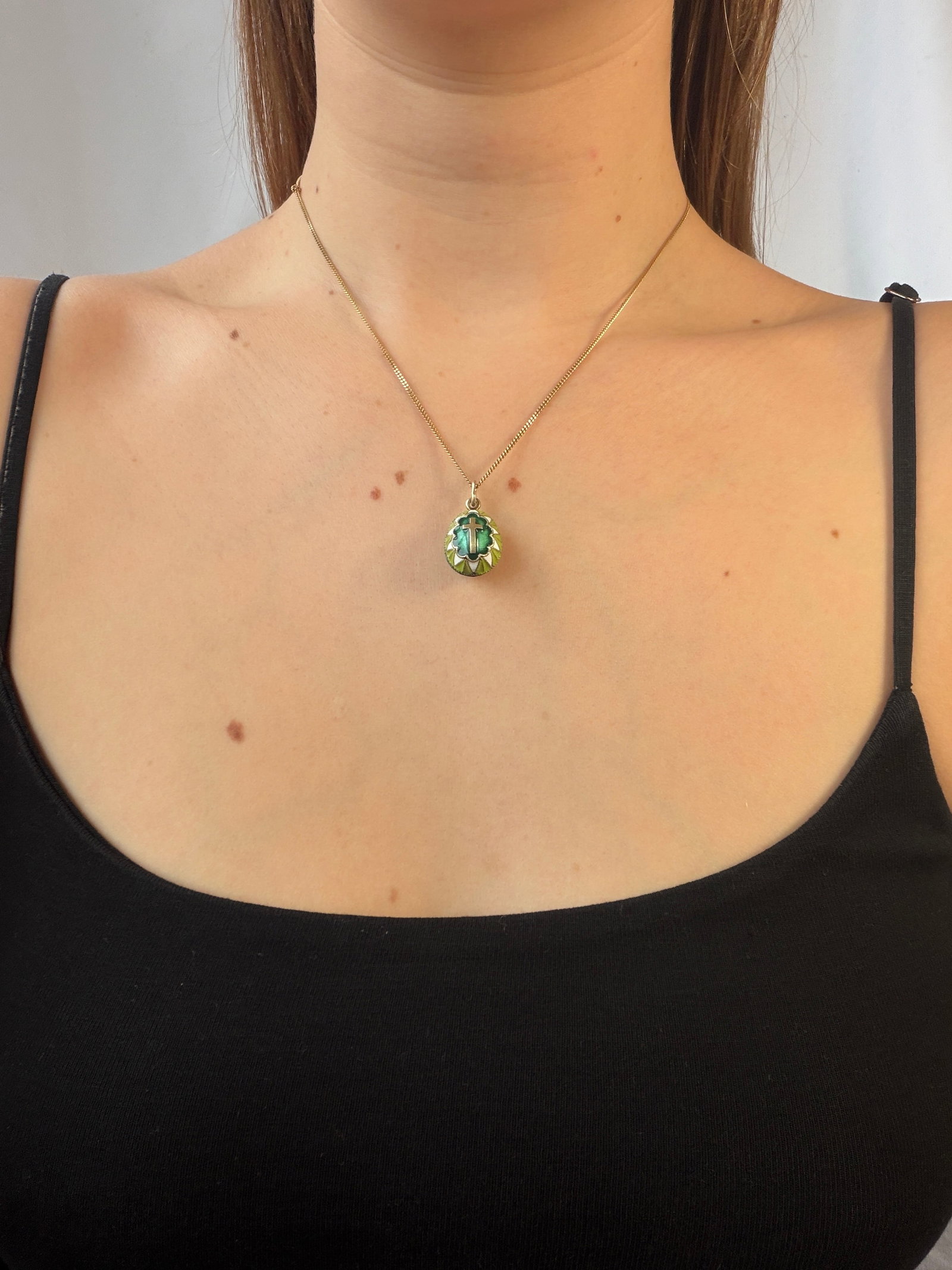 Wonderful 960 Silver Russian Enamel Egg Pendant with Cross Motif - 7