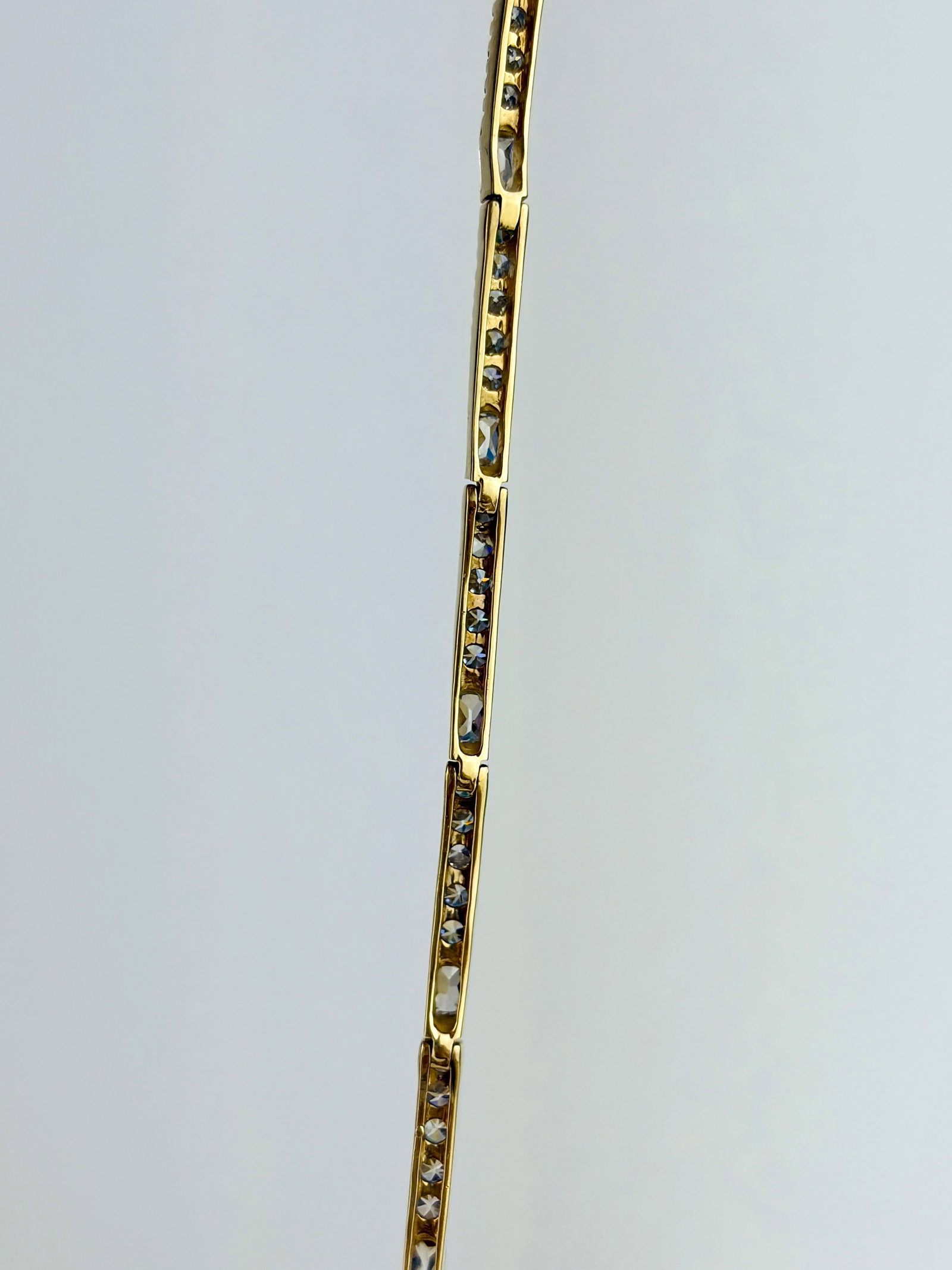 Vintage 14ct Yellow Gold White Stone Line Bracelet - 4