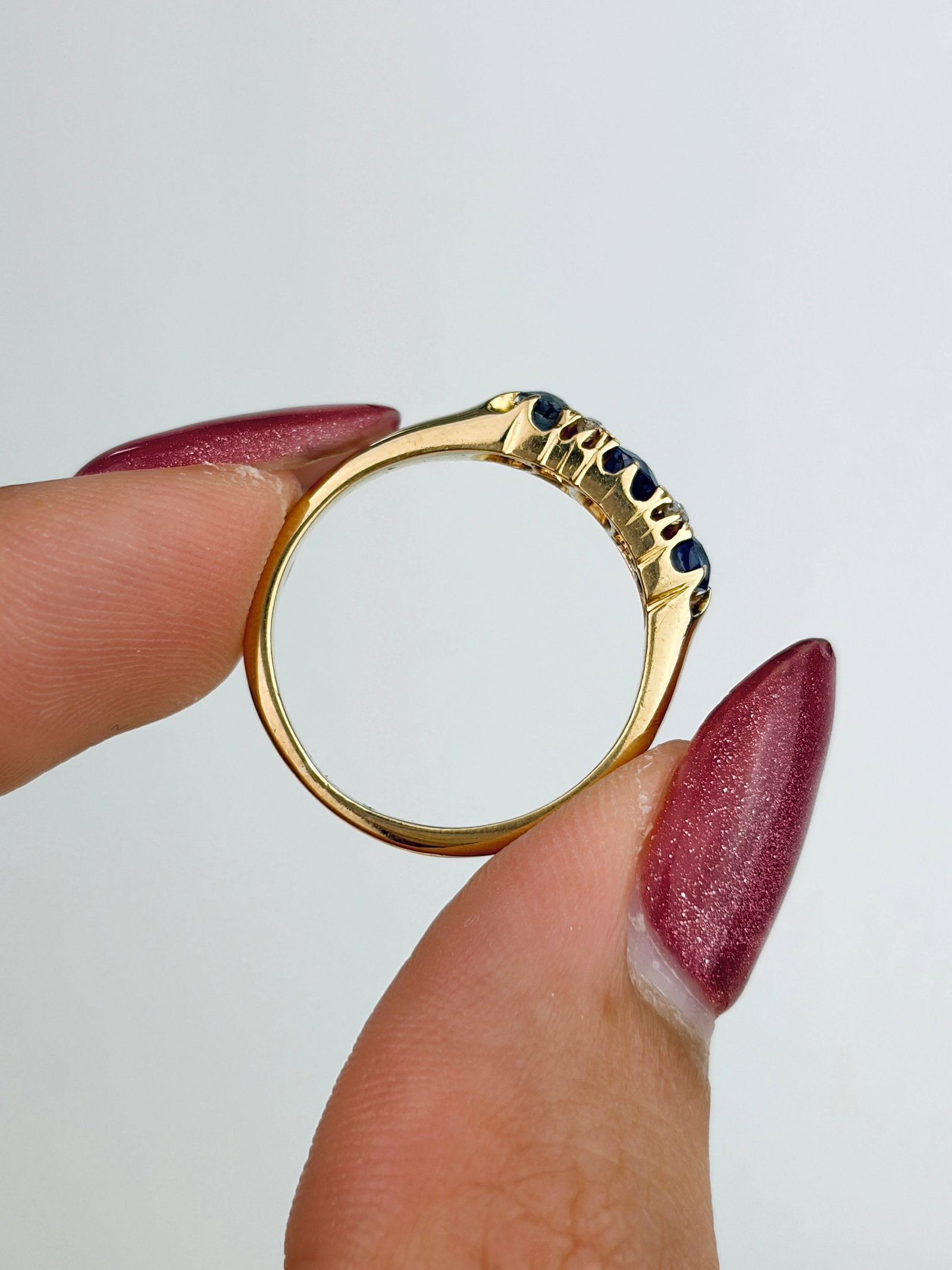 Wonderful Sapphire and Diamond 5 Stone Ring in Gold - 6