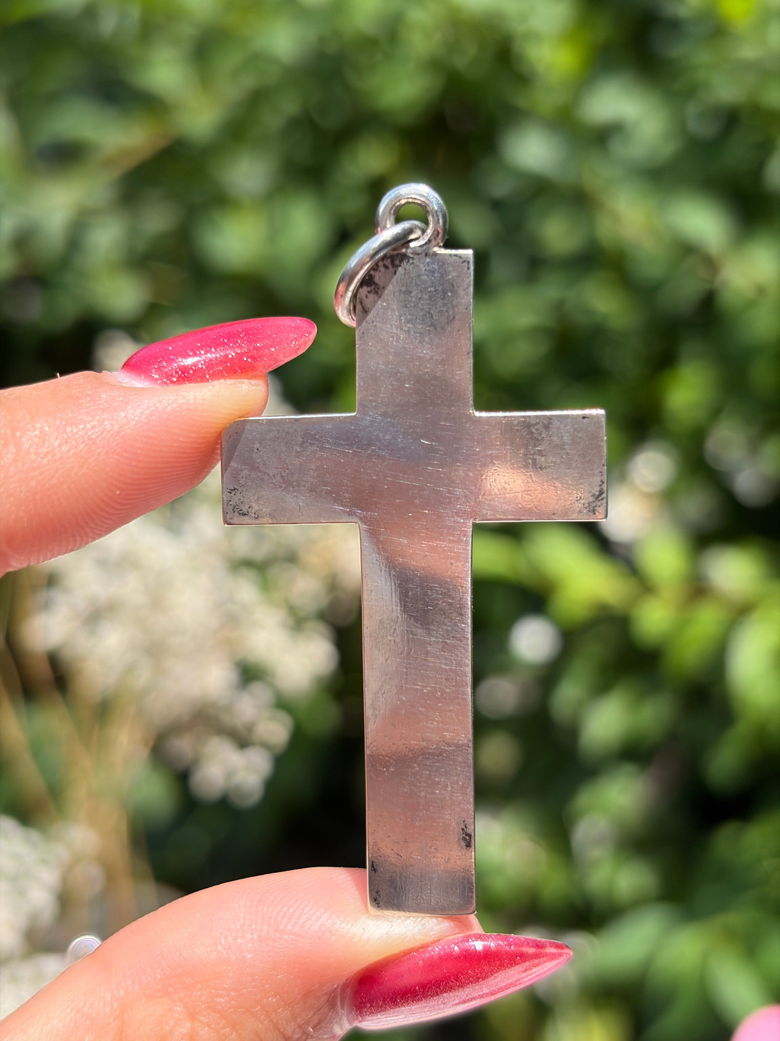 Antique Boxed Large Silver Cross Pendant - 2