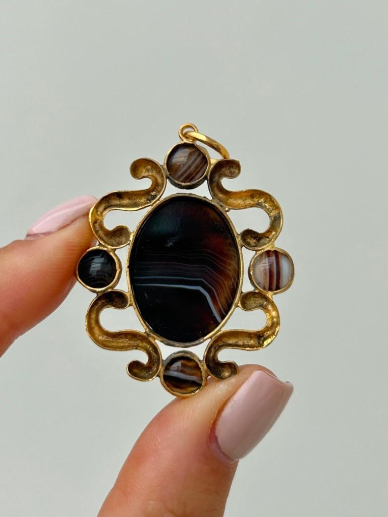 Antique Large Agate Pendant - 3