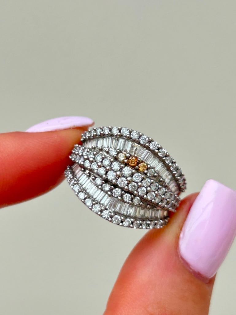 Large 14k White Gold Diamond Cocktail Ring - 3