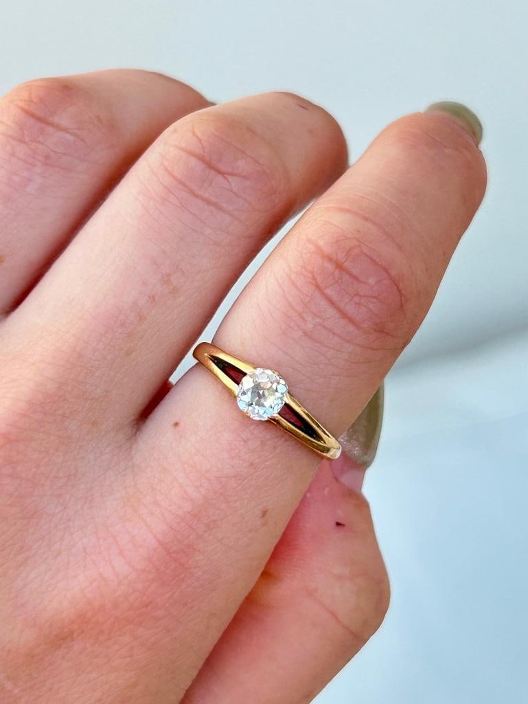 18ct Yellow Gold Old Cut Diamond Ring - 2