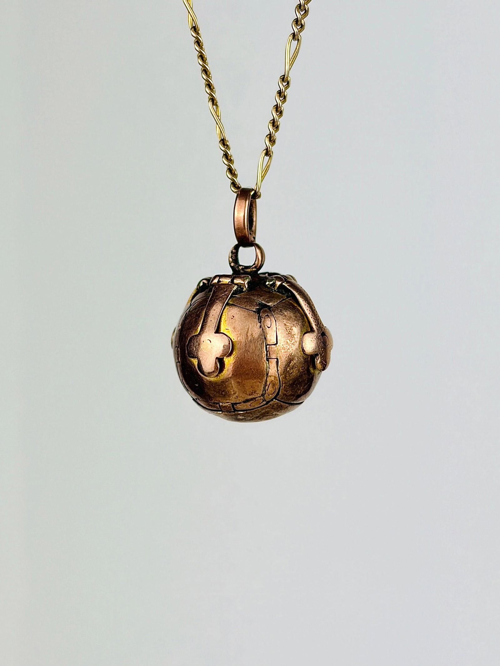 Antique 9ct Gold and Silver Opening Masonic Ball Pendant - 3