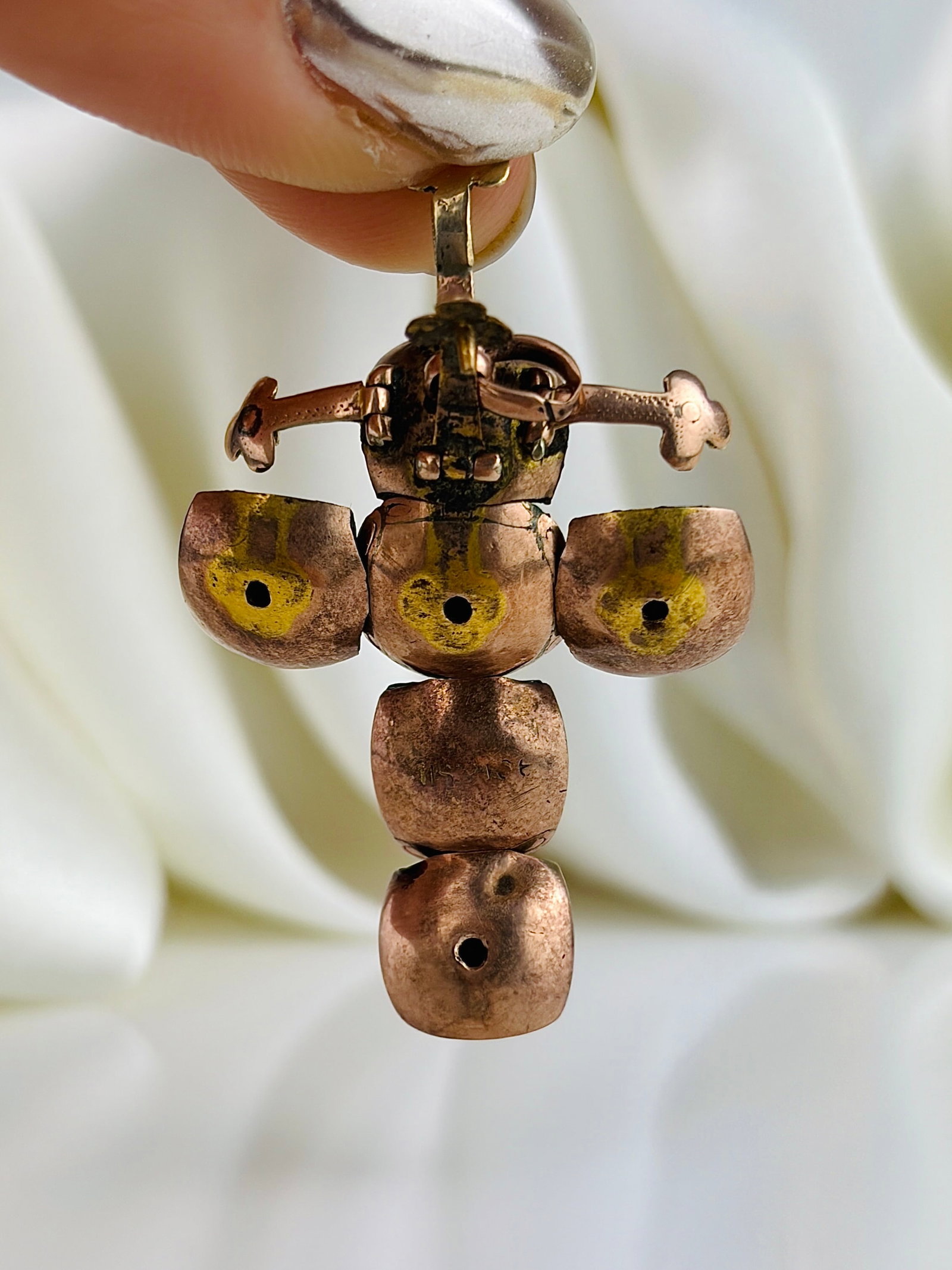 Antique 9ct Gold and Silver Opening Masonic Ball Pendant - 6