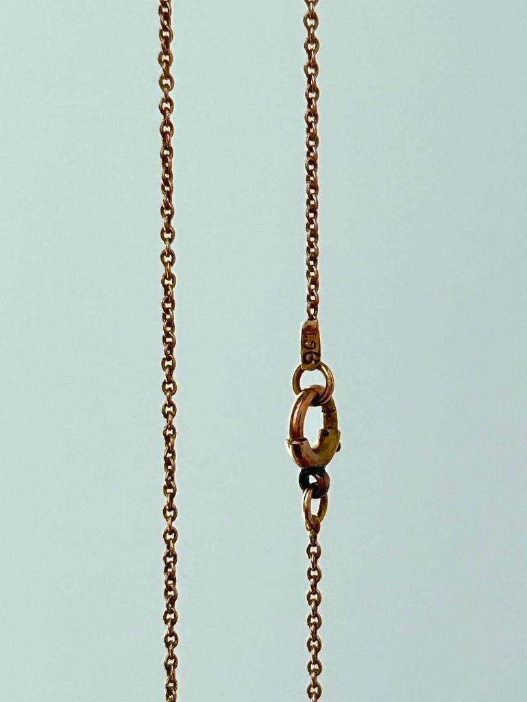 Sweet antique 9ct yellow gold aquamarine and pearl pendant necklace in antique box - 5