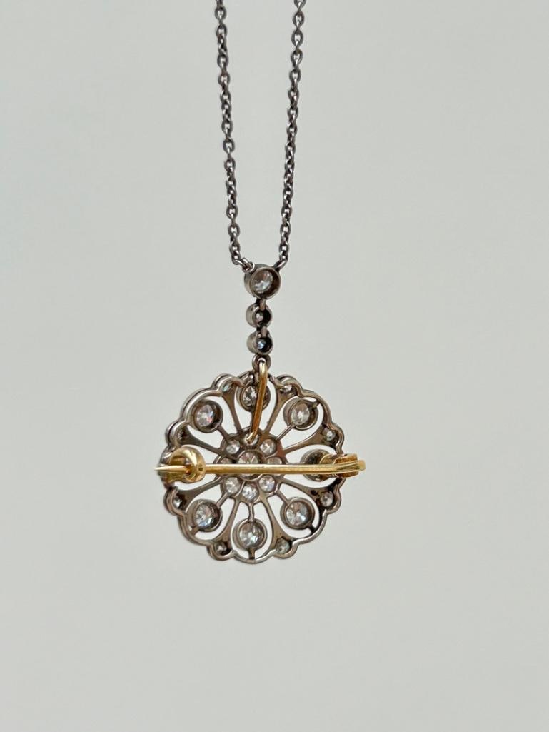Outstanding 18ct White Gold and Platinum Diamond Flower Pendant on Chain in Blue Velvet Box - 6