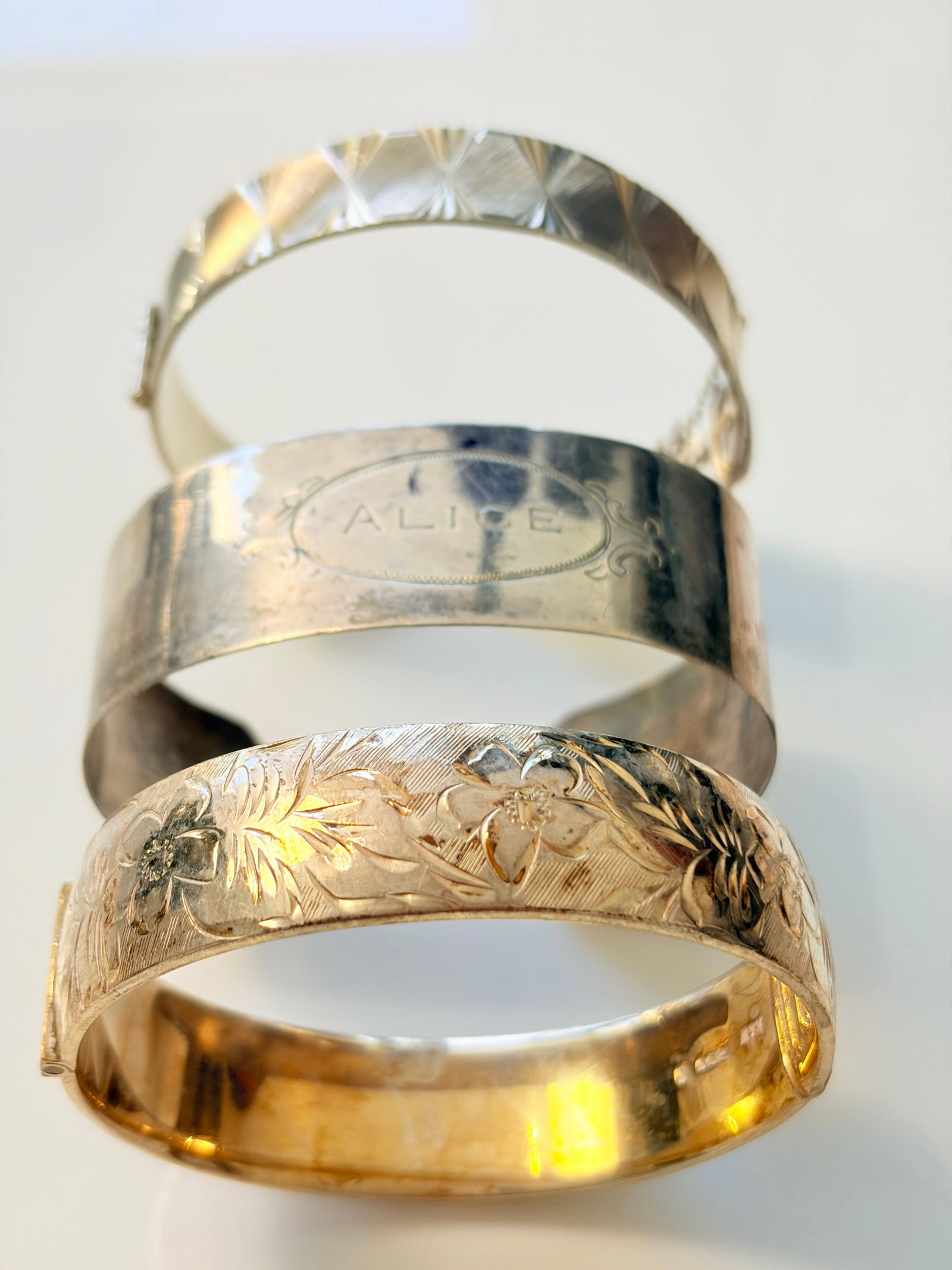 MIXED LOT- 3X SILVER BANGLES - 2
