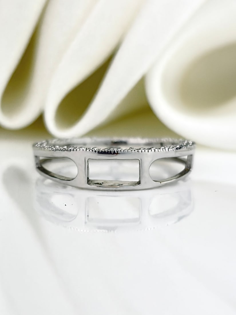 9CT WHITE GOLD OPEN WORK, DIAMOND TOPPED FULL ETERNITY RING - 2