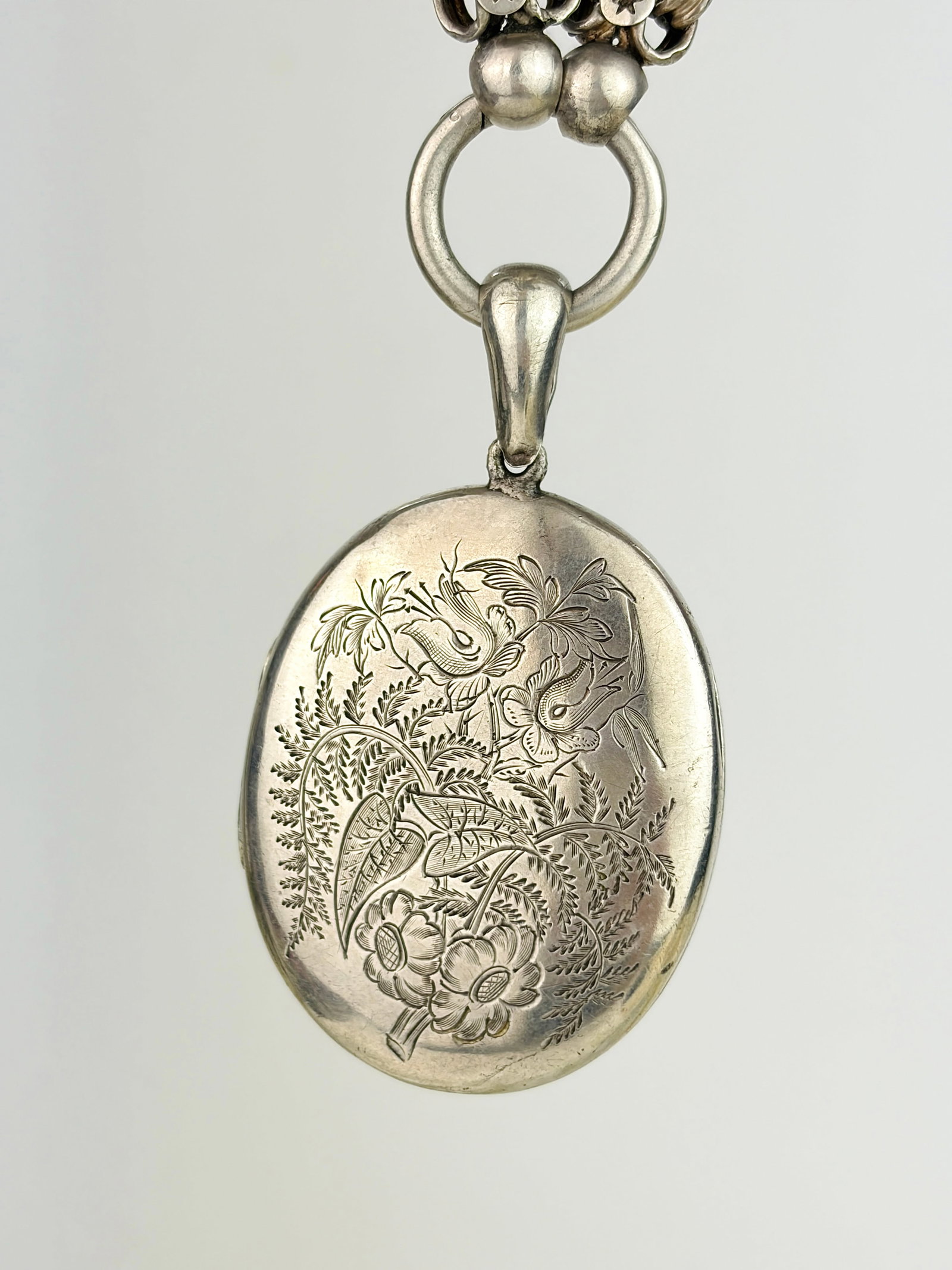 Antique Victorian Era Silver Collar and Bird Locket Necklace - 3
