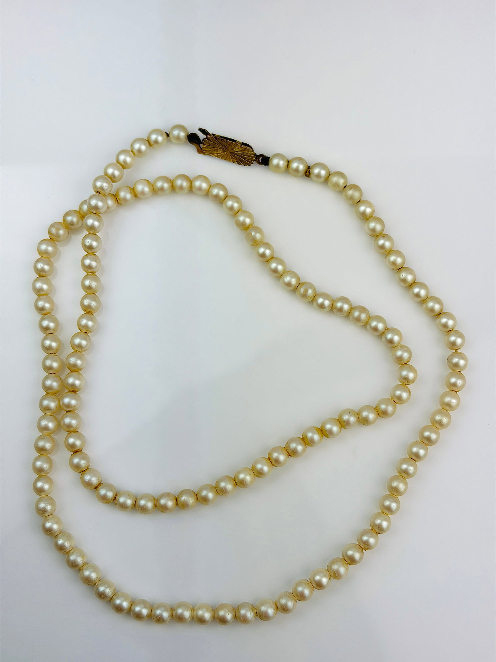 vintage 9ct gold clasp pearls necklace - 2