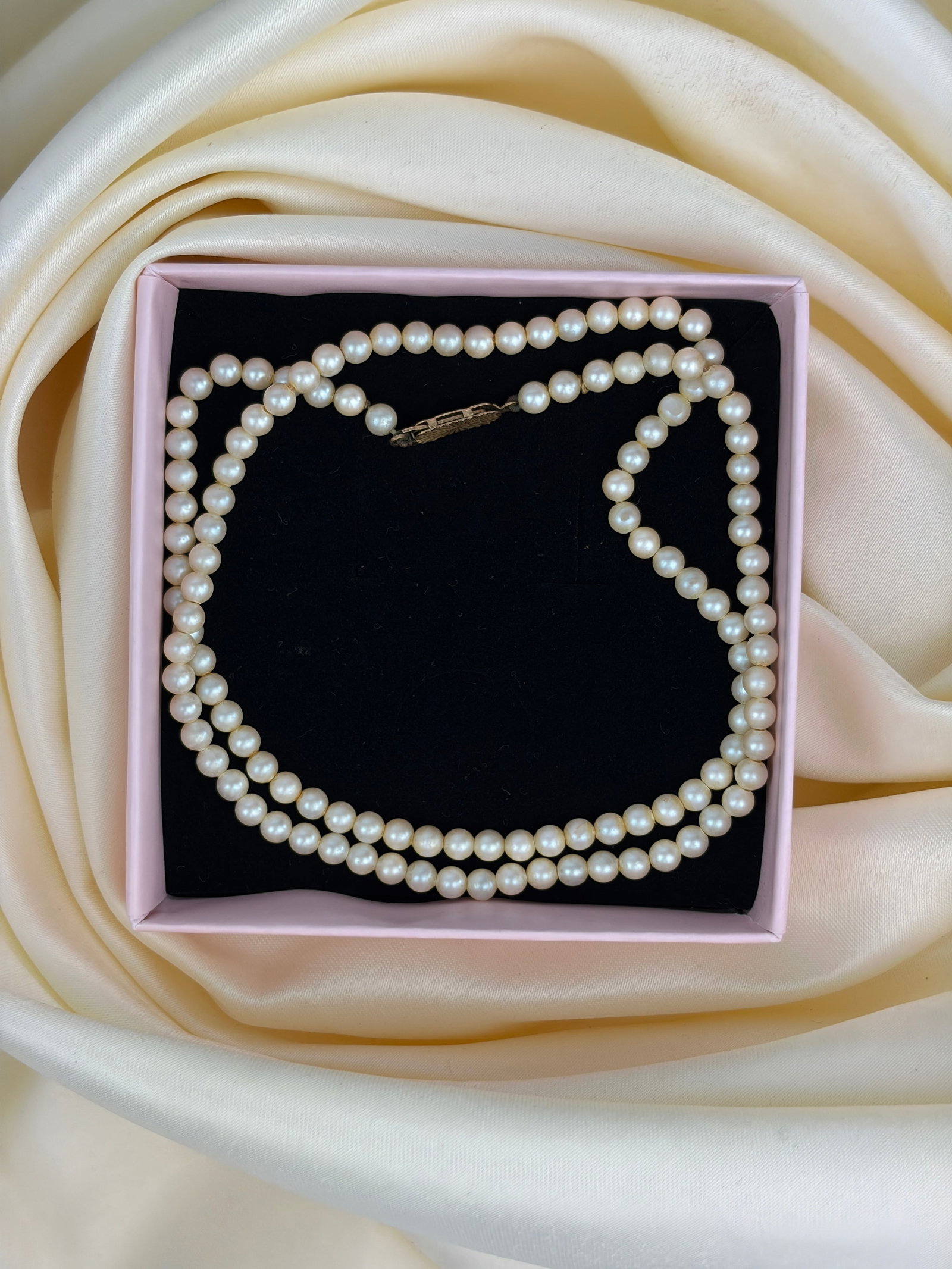 vintage 9ct gold clasp pearls necklace - 5