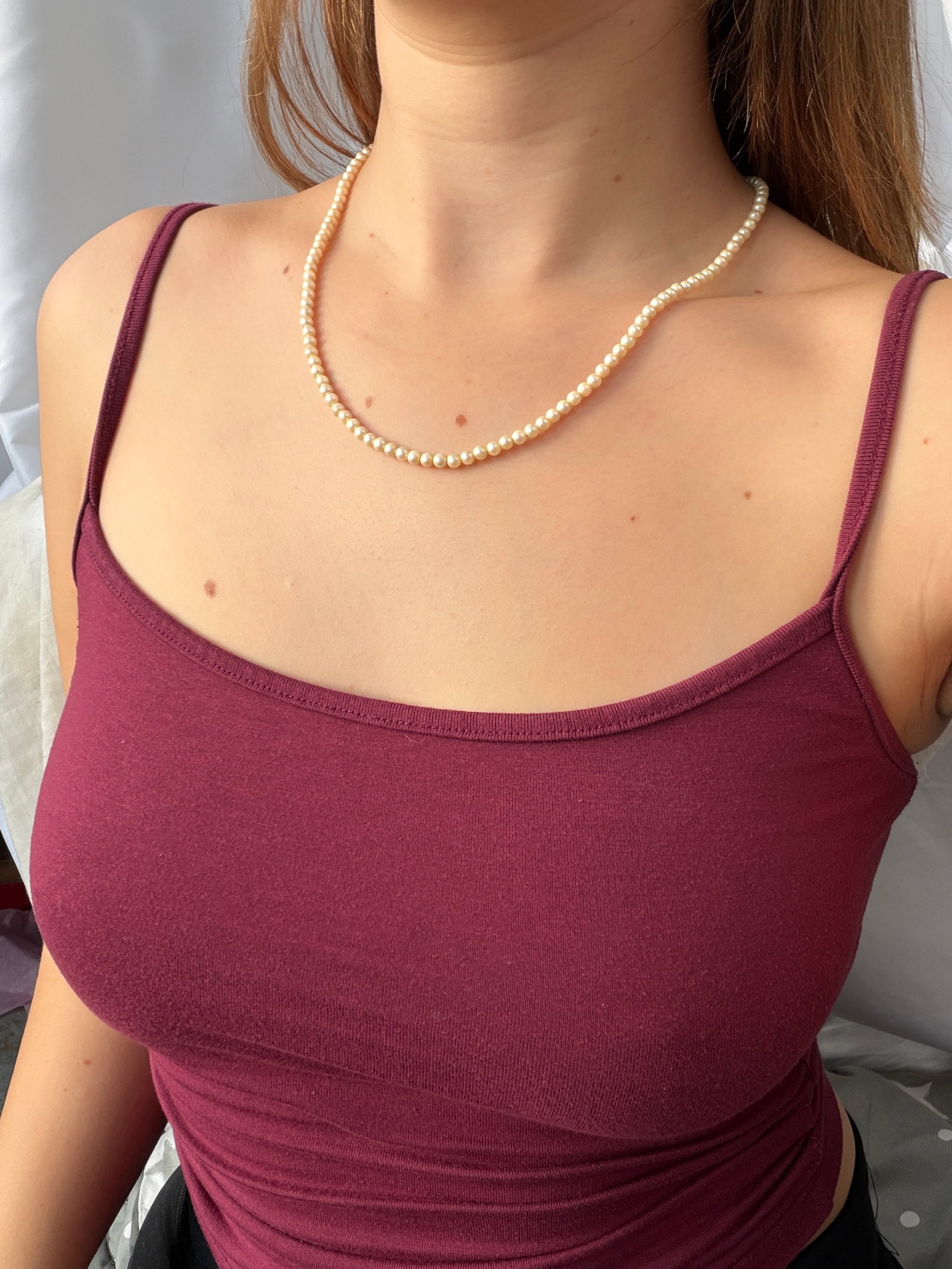 vintage 9ct gold clasp pearls necklace - 7