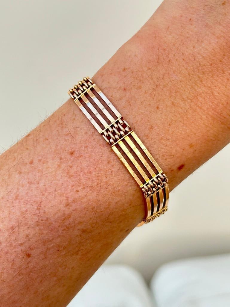 Antique Heavy 15ct Yellow Gold Fancy Gate Bracelet (1 of 10)