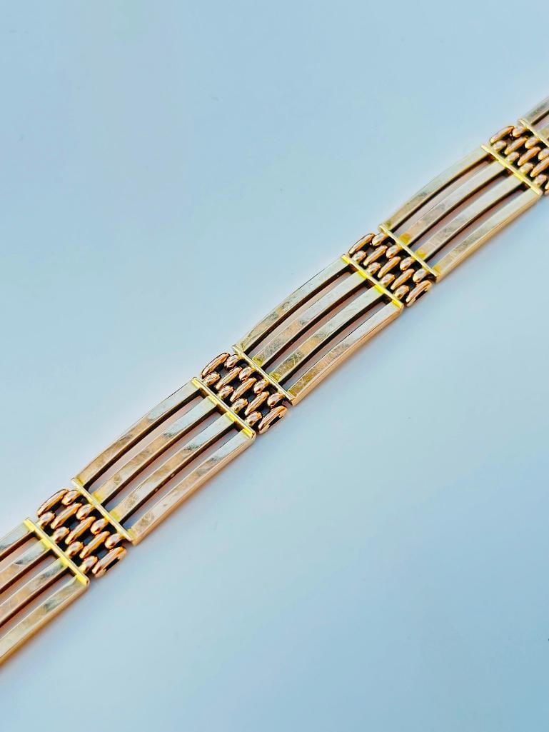 Antique Heavy 15ct Yellow Gold Fancy Gate Bracelet - 8