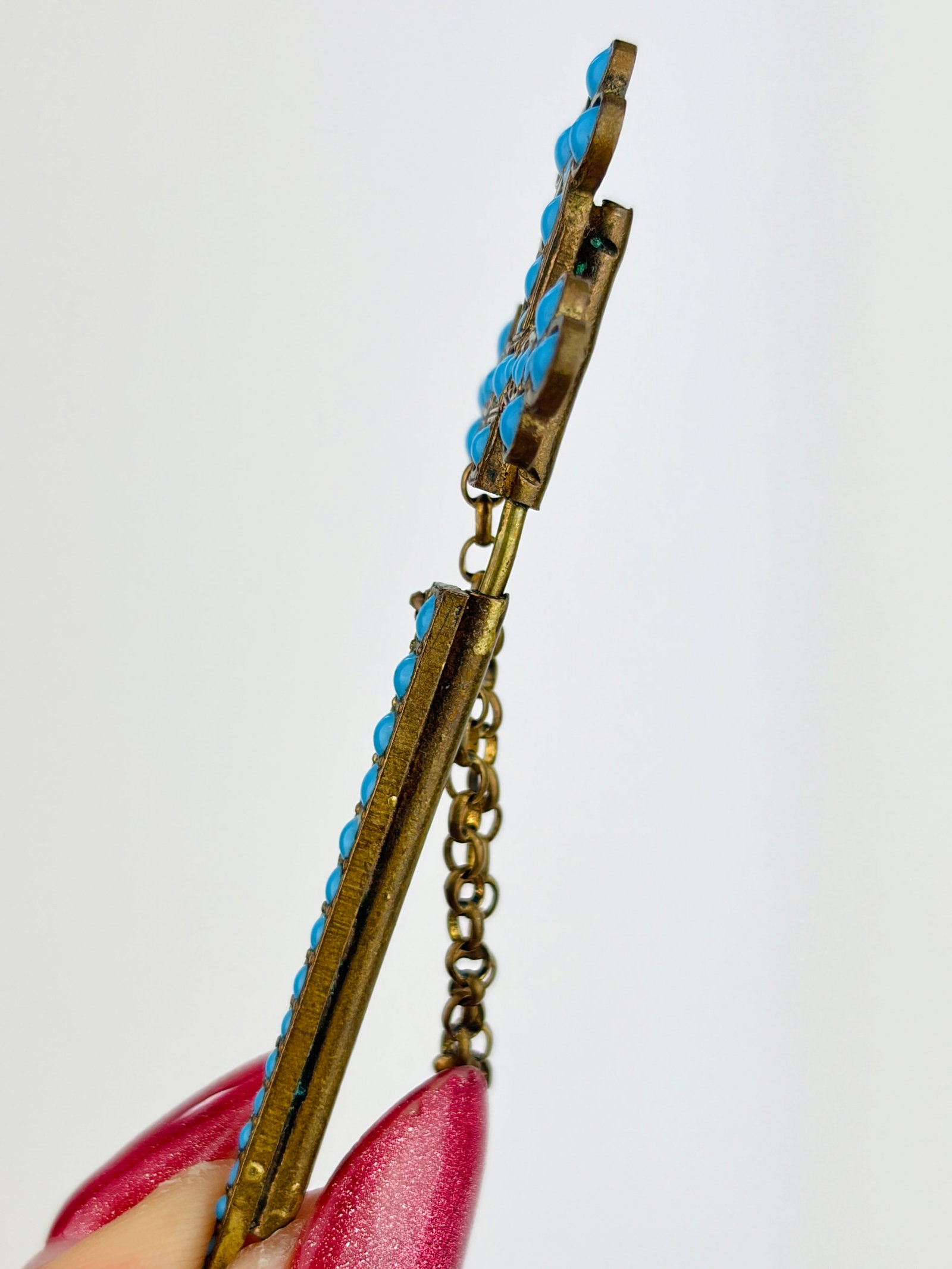 Antique Turquoise Sword Jabot Pin Brooch - 2