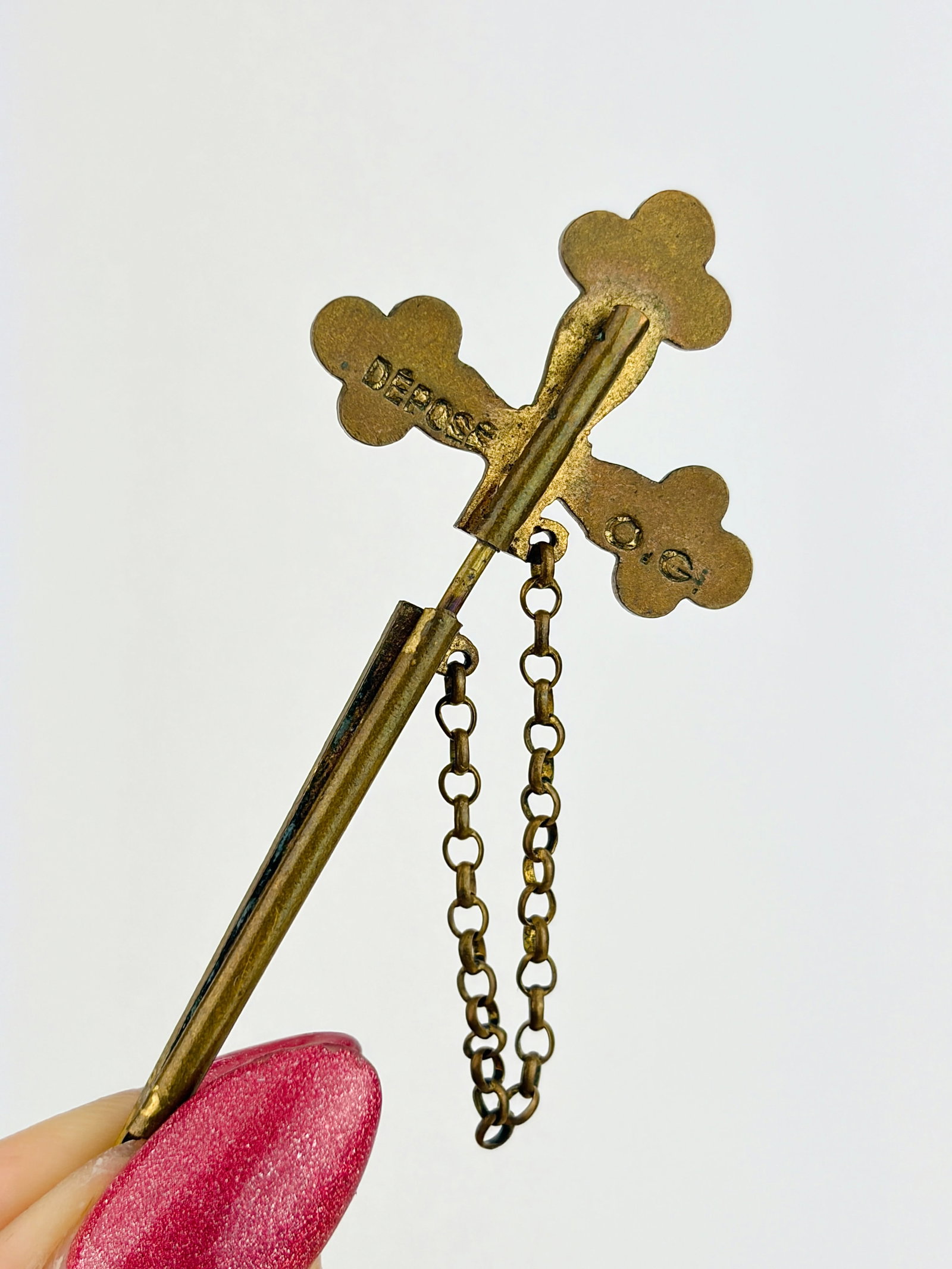 Antique Turquoise Sword Jabot Pin Brooch - 3