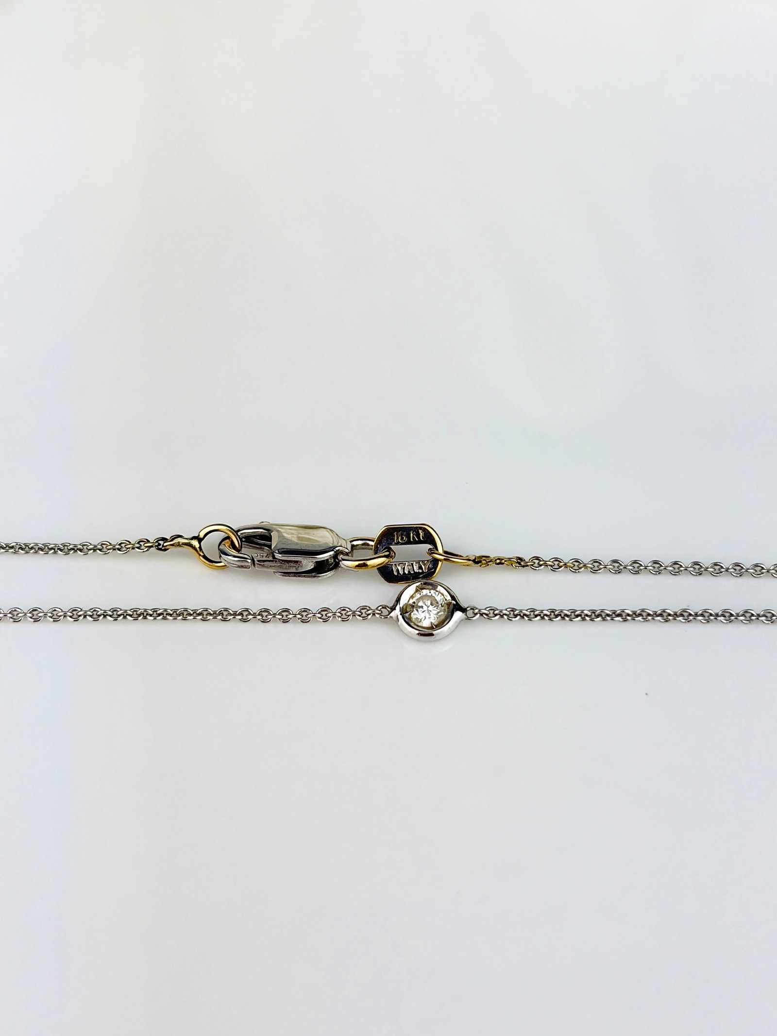 SWEET 18CT WHITE GOLD DIAMOND SPACED CHAIN NECKLACE - 4