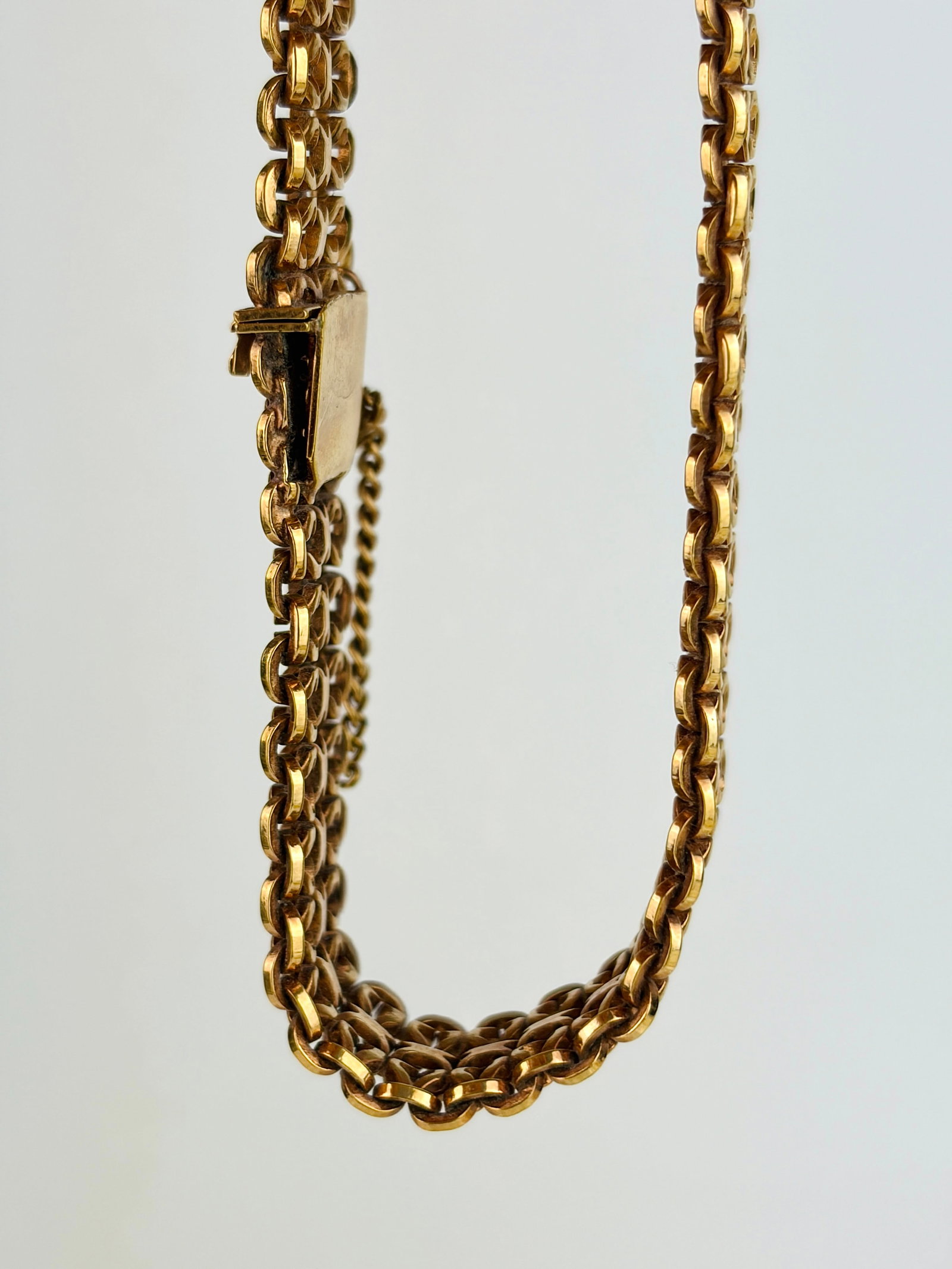 Antique Rolled Gold Chunky Unique Link Bracelet - 2