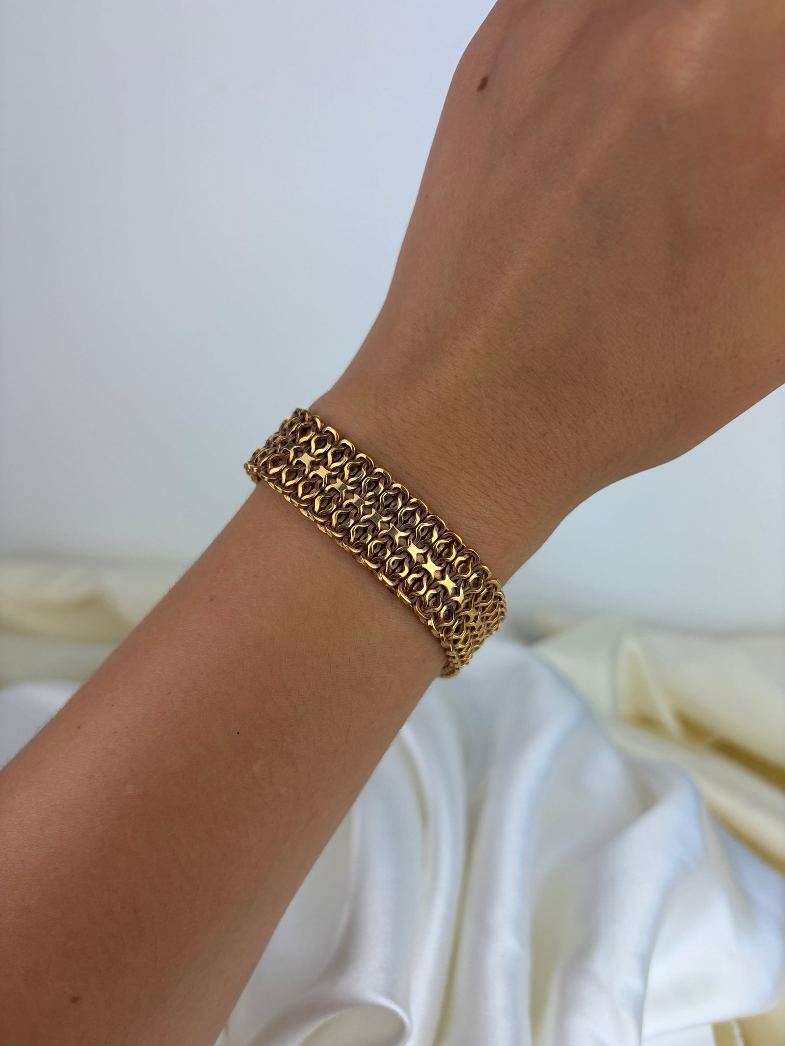 Antique Rolled Gold Chunky Unique Link Bracelet - 5