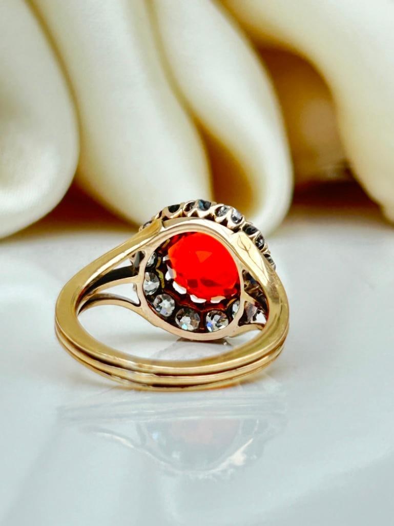 Outstanding 18ct Yellow Gold Fire Opal and Diamond Ring - 5