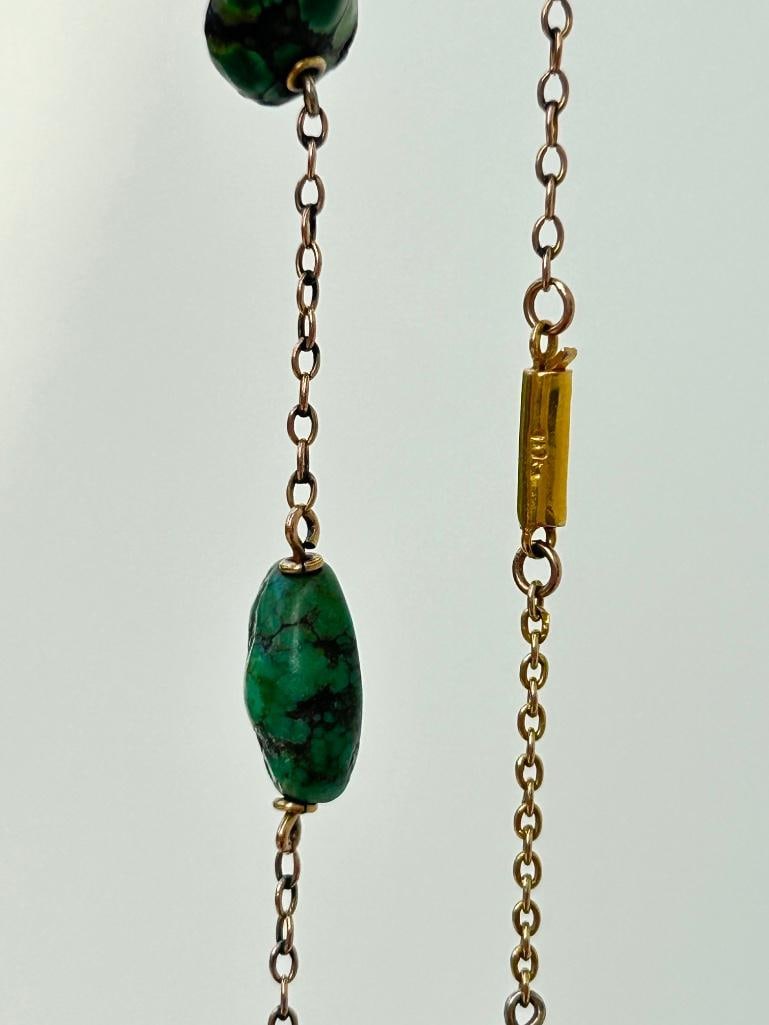 Vintage 9ct Gold Turquoise Necklace - 4