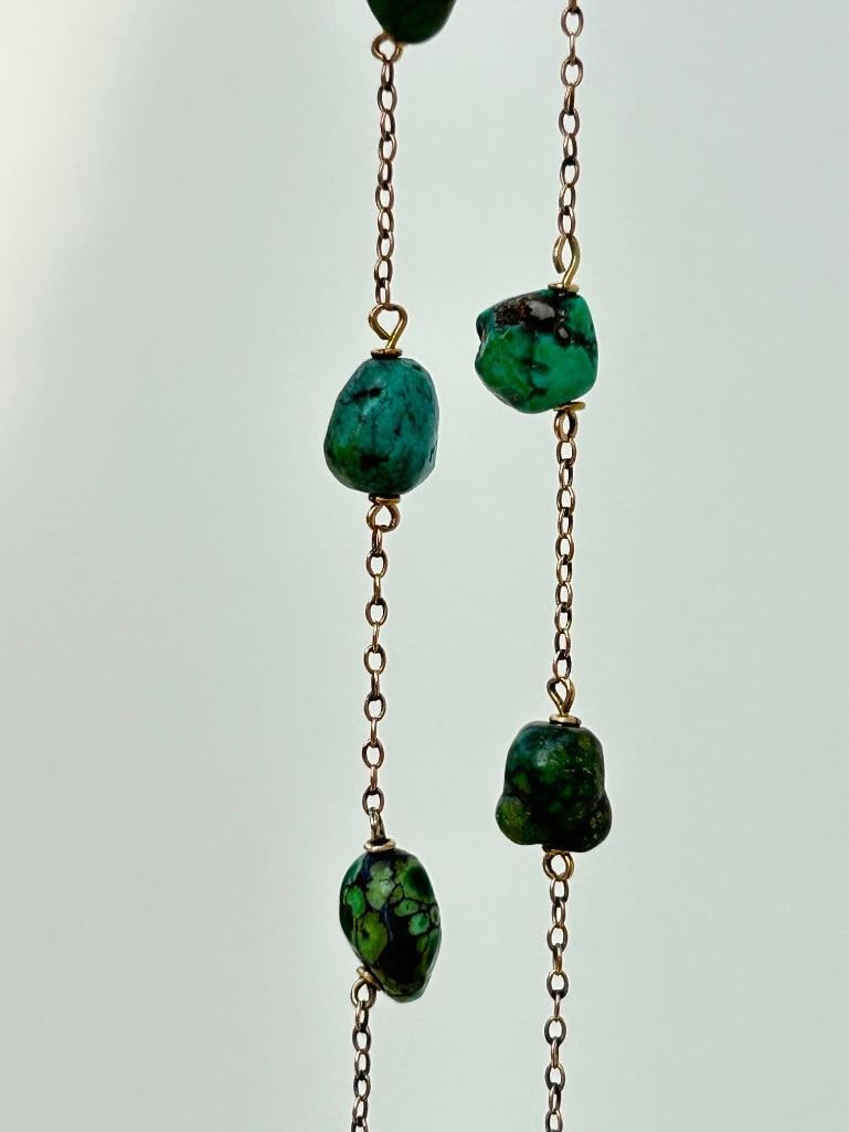 Vintage 9ct Gold Turquoise Necklace - 5