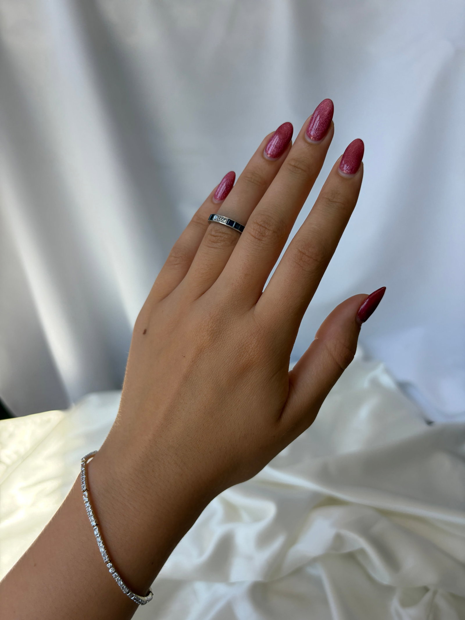 Art Deco Era Platinum Sapphire and Diamond Full Eternity Band Ring - 10