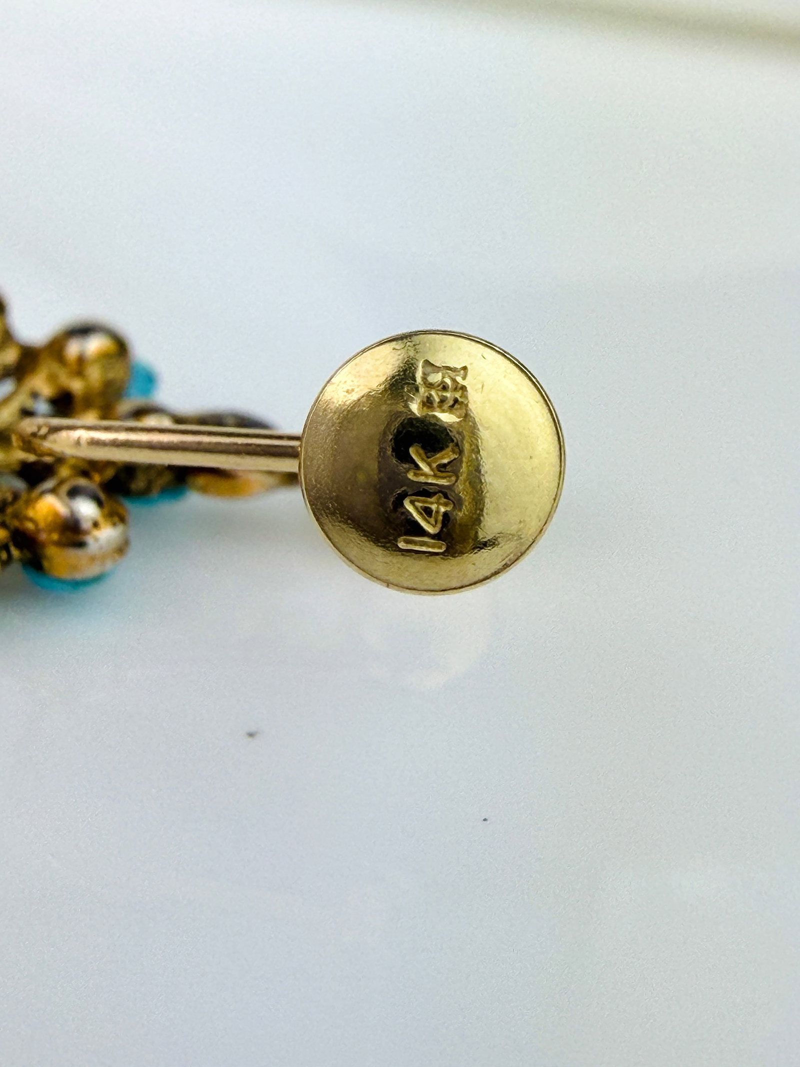 LOVELY TURQUOISE DROP EARRINGS GOLD SCREW BACKS - 4