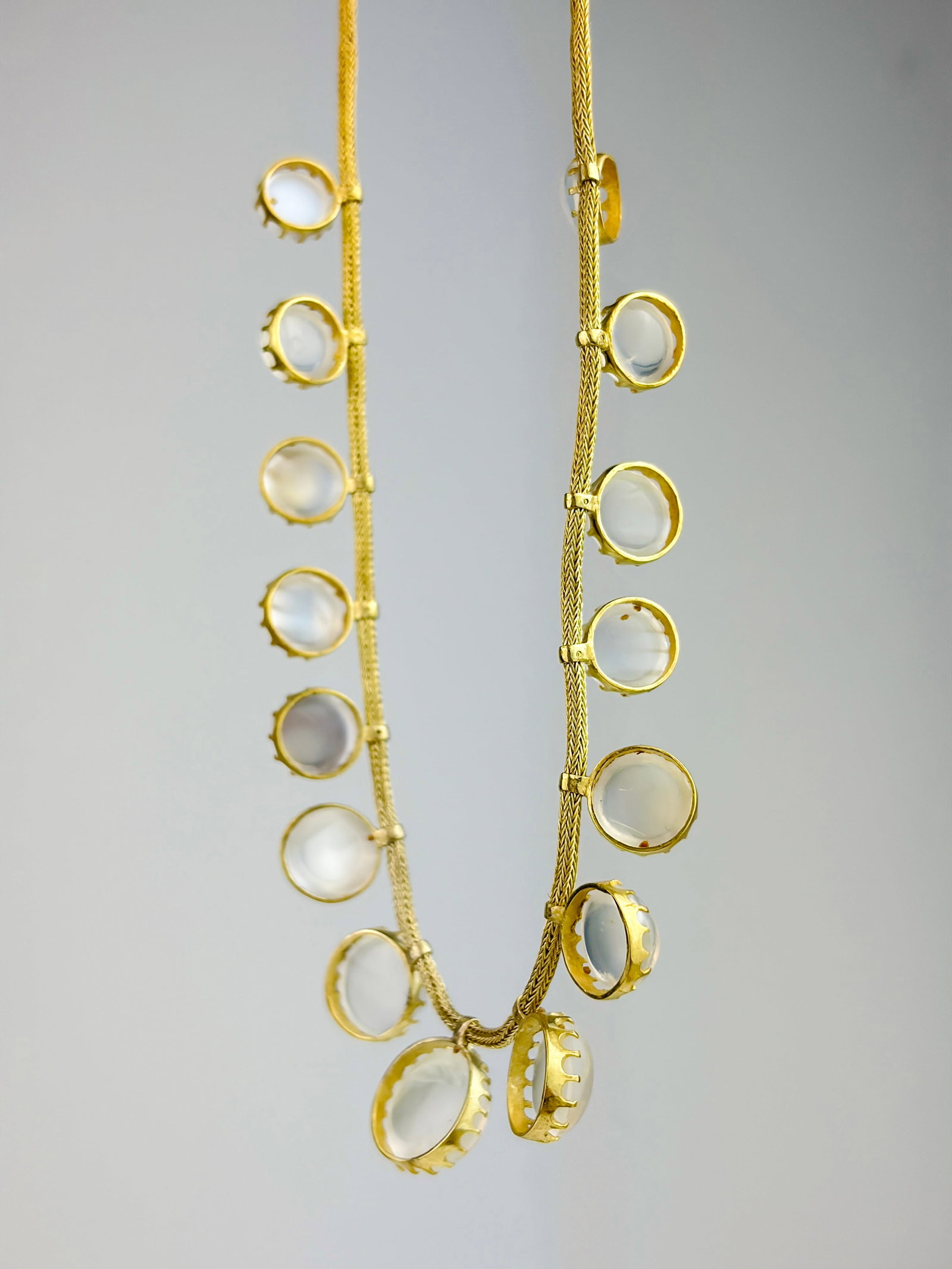 ANTIQUE SILVER GILD MOONSTONE NECKLACE - 3