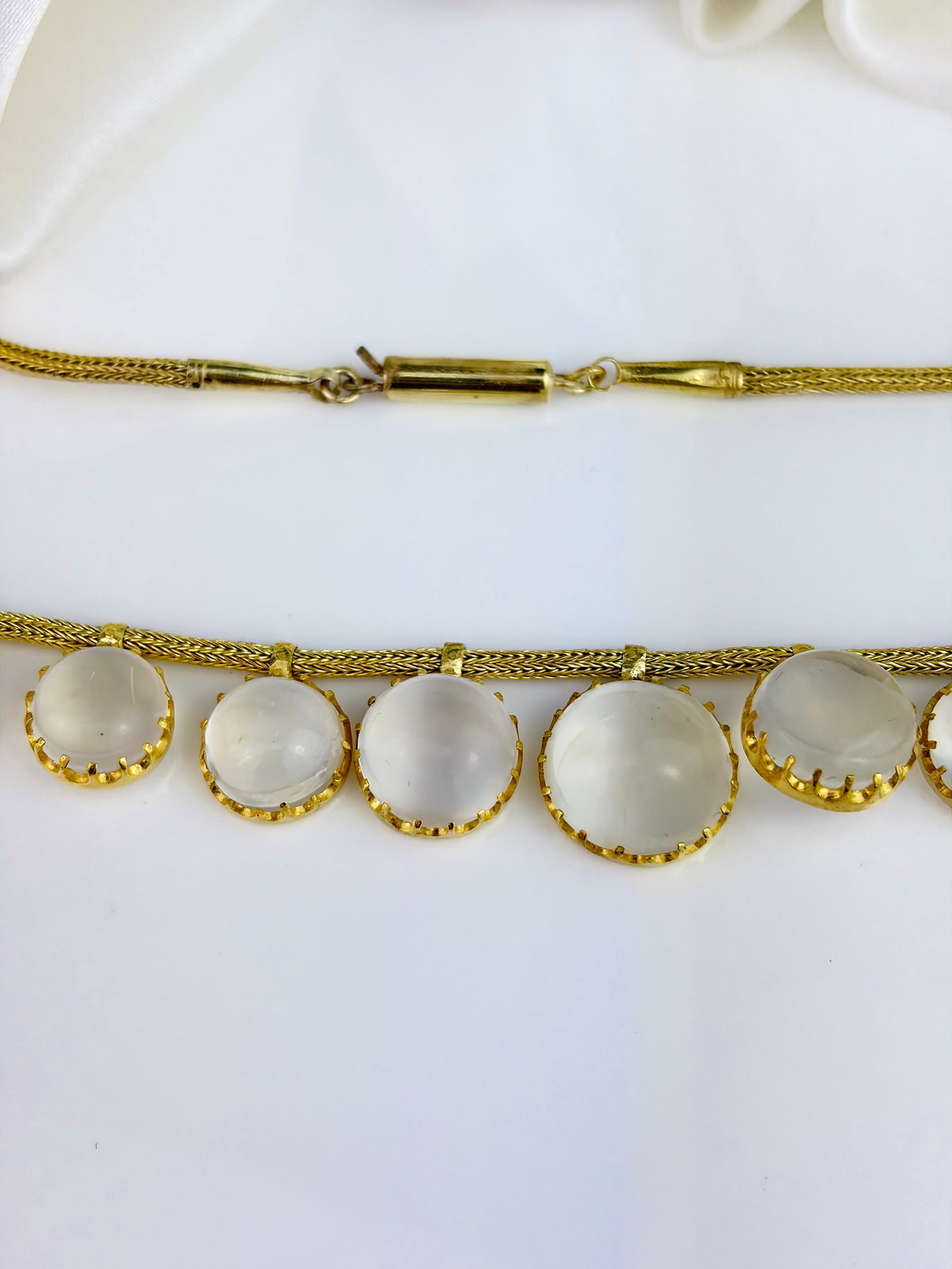 ANTIQUE SILVER GILD MOONSTONE NECKLACE - 4