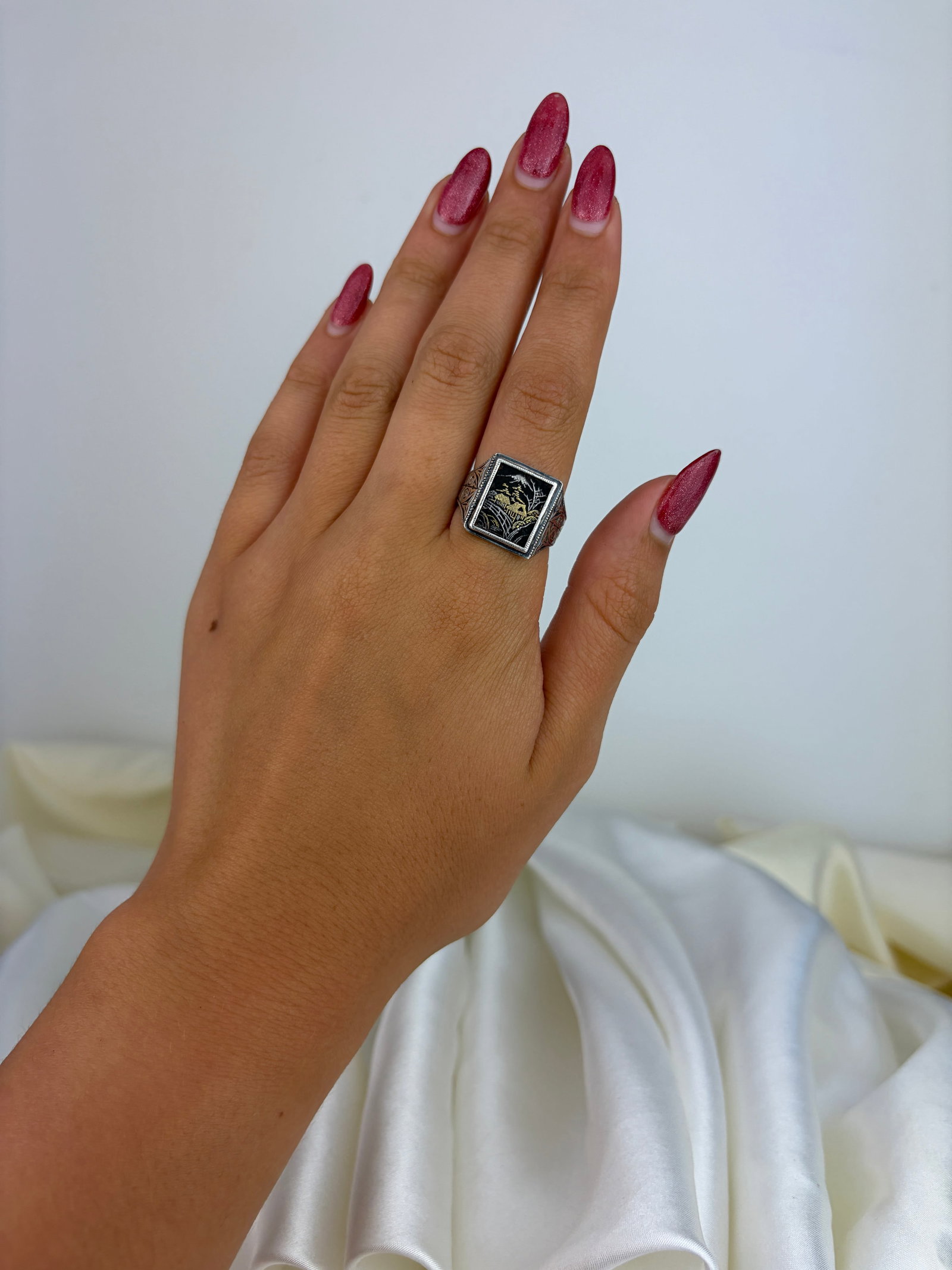 Vintage Japanese Shakudo Silver Ring - 7