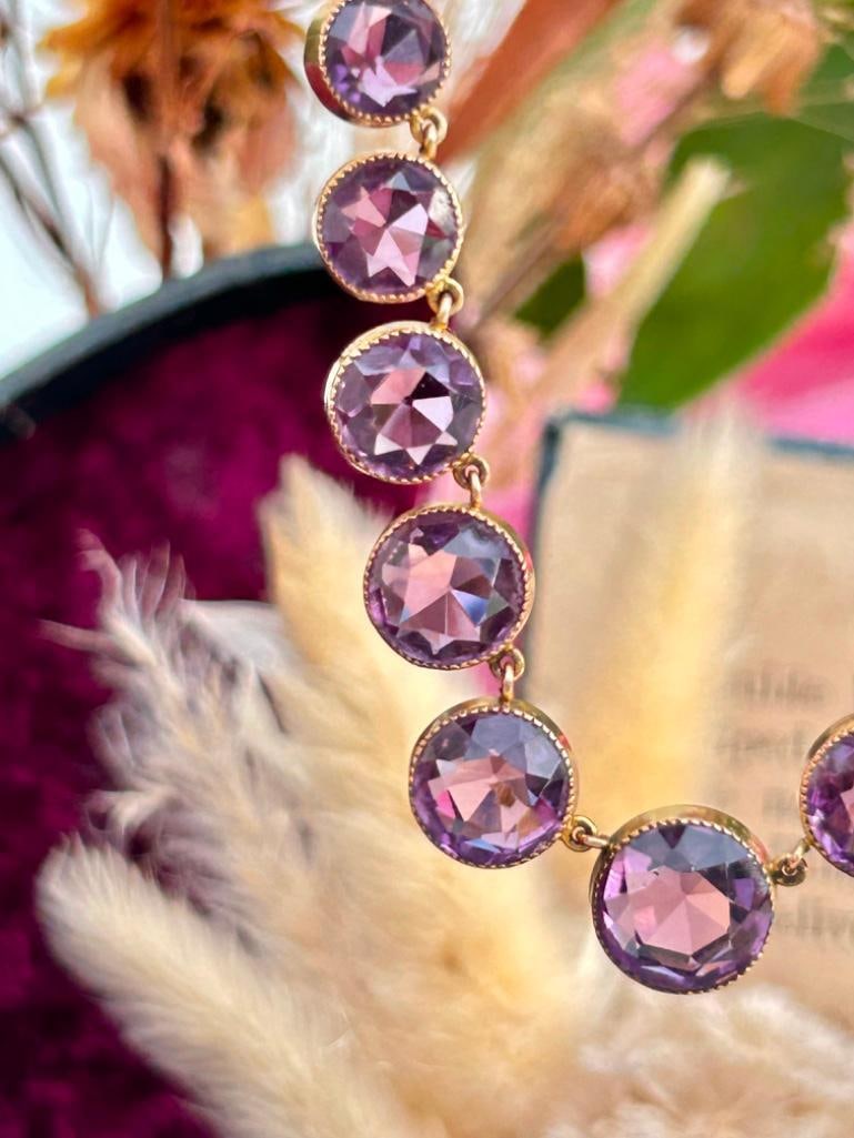 Gold and Amethyst Rivière Necklace - 7