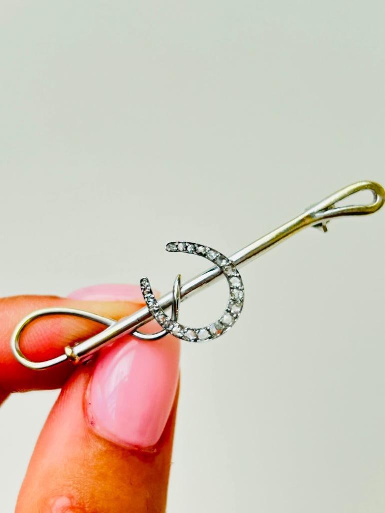 Antique Rose Cut Diamond and Ruby Brooch with Hanging Pearl Heart in Gold the sweetest brooch mea - 7