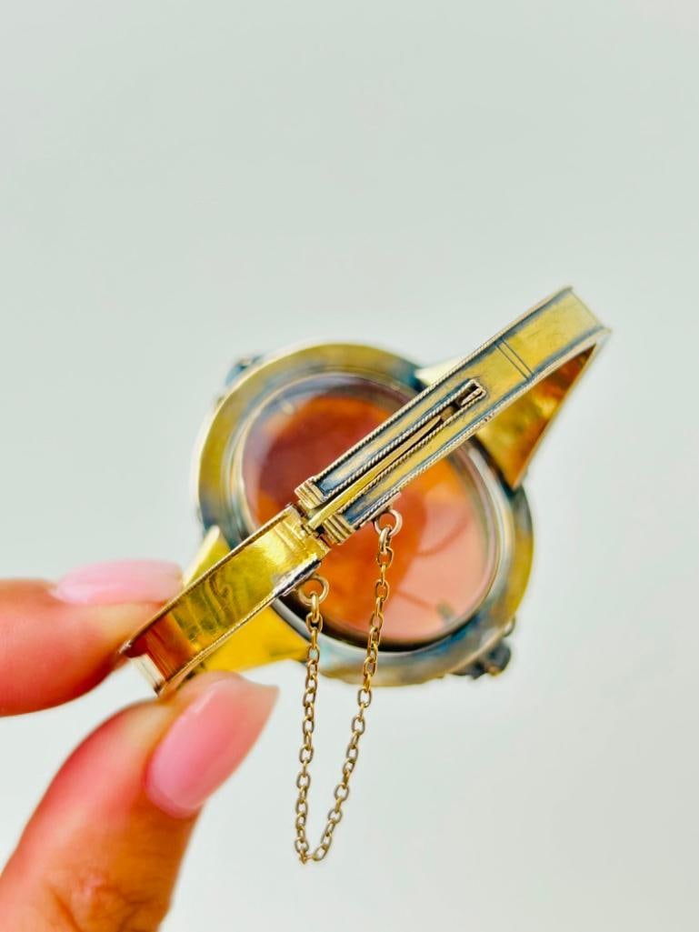 Large Antique 15ct Gold Spinning Cameo Bangle Bracelet - 7