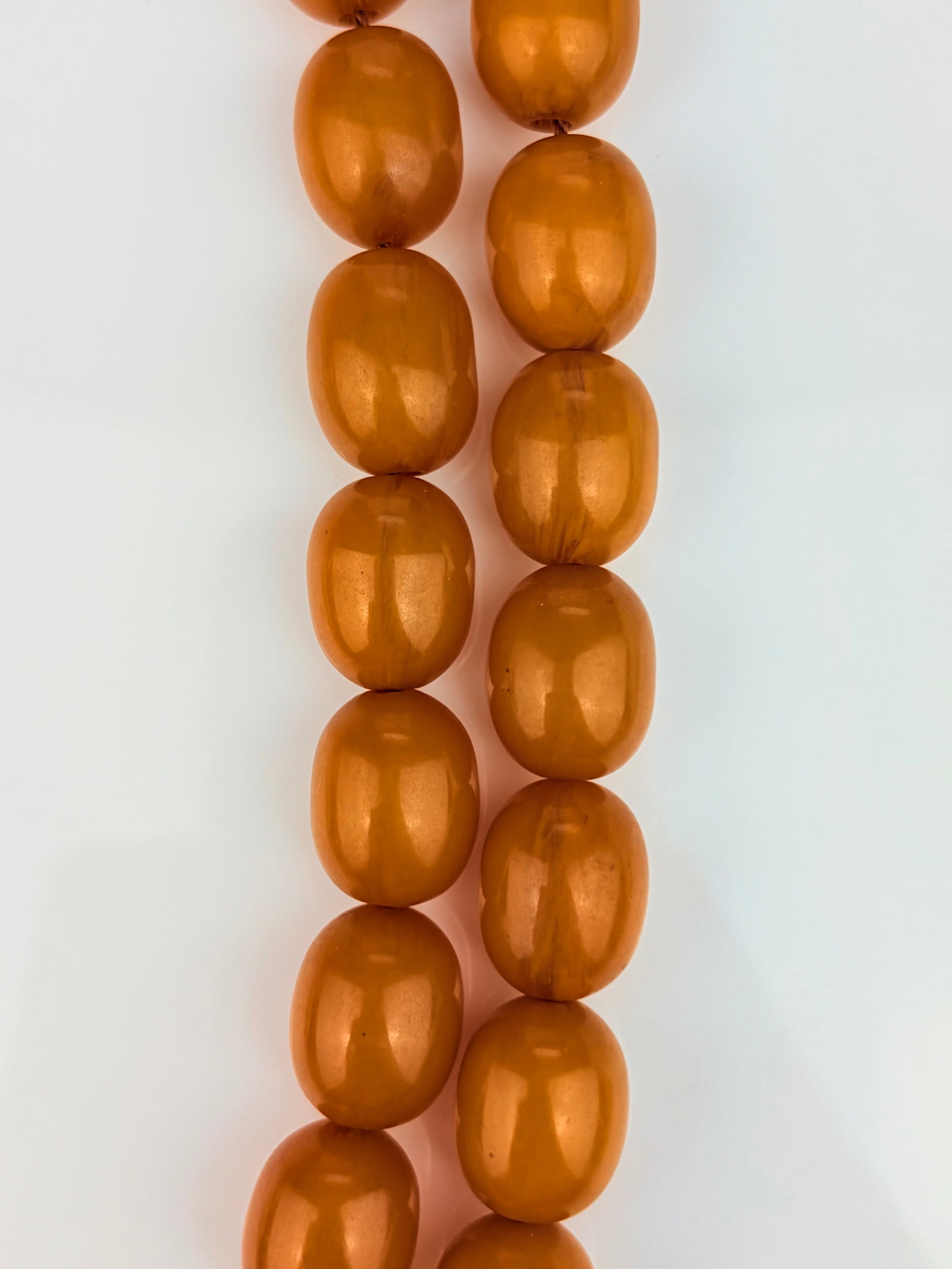 AMBER BAKELITE BEAD NECKLACE NO CLASP - 2