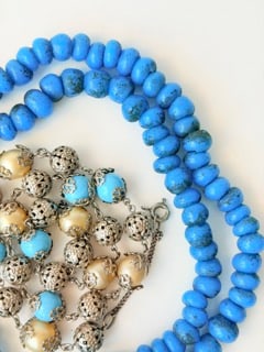 MIXED LOT- 2X TURQUOISE BEADED NECKLACES - 2