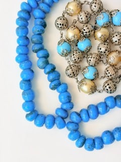 MIXED LOT- 2X TURQUOISE BEADED NECKLACES - 3